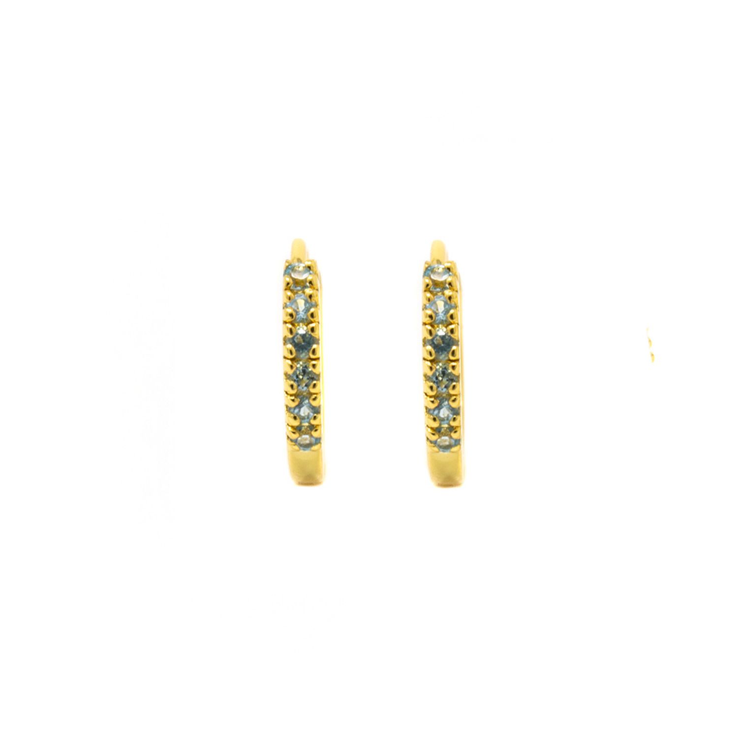 Adaya Huggie Hoops- Blue Topaz, Gold