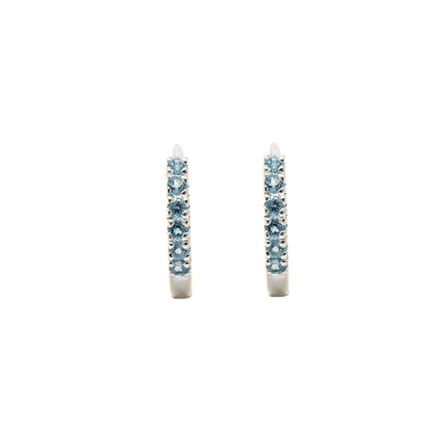 Adaya Huggie Hoops- Blue Topaz, Silver