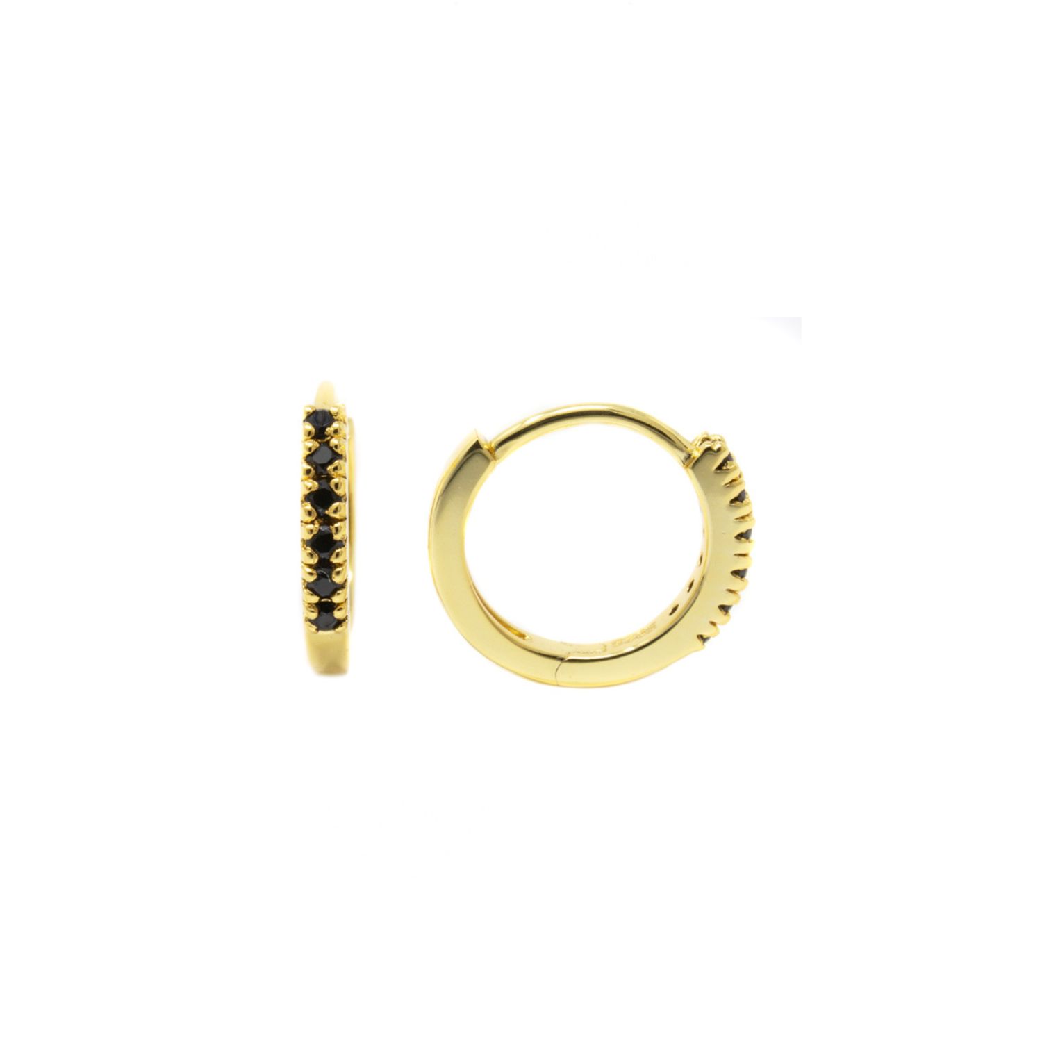Adaya Huggie Hoops- Onyx, Gold