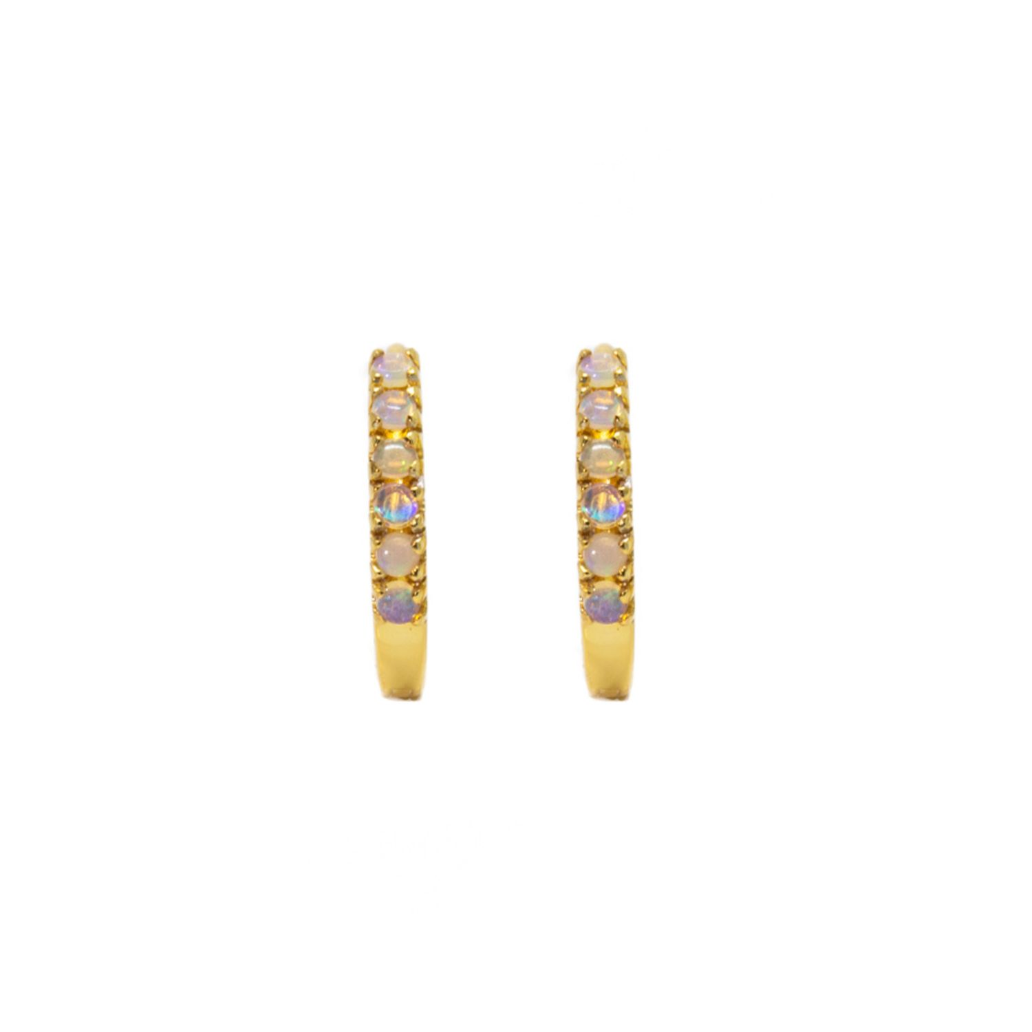 Adaya Huggie Hoops- Opal, Gold