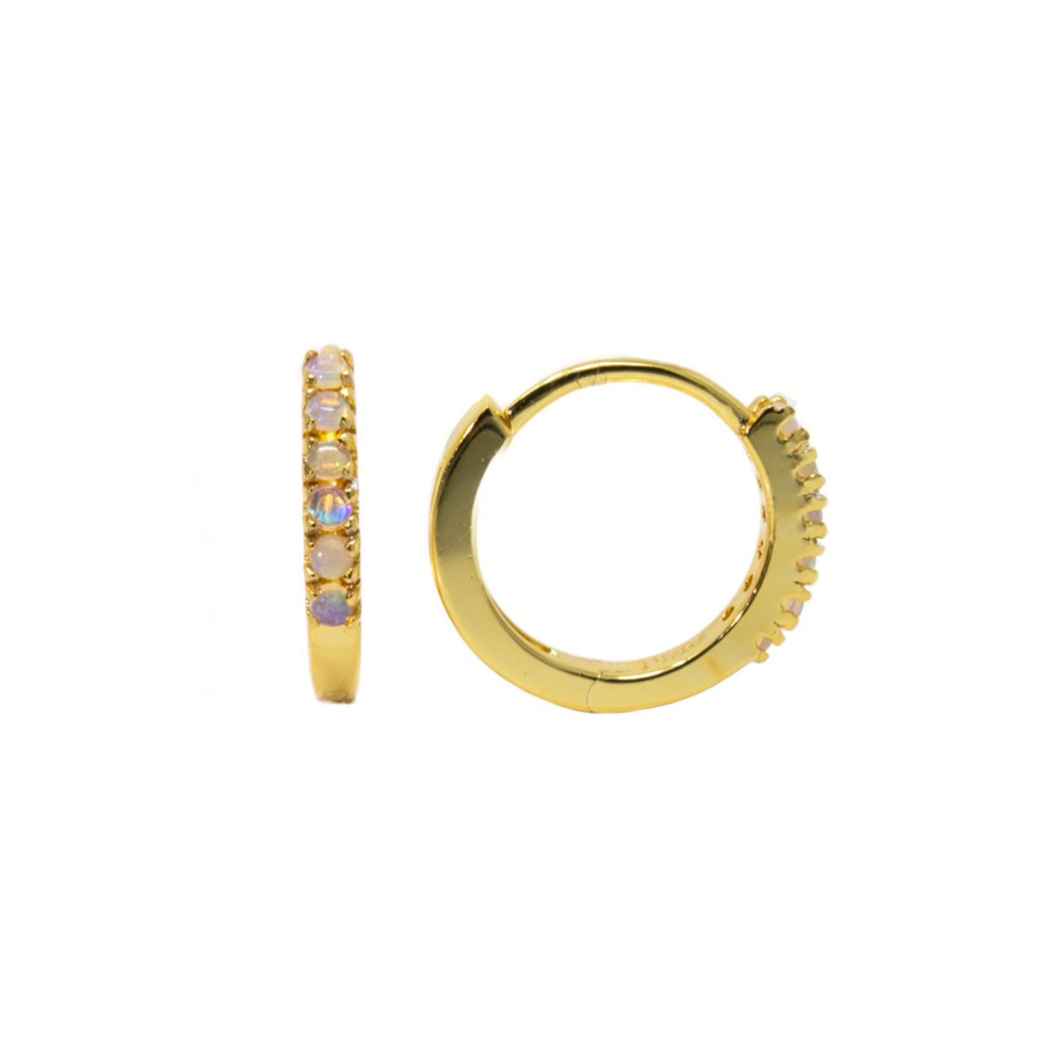 Adaya Huggie Hoops- Opal, Gold