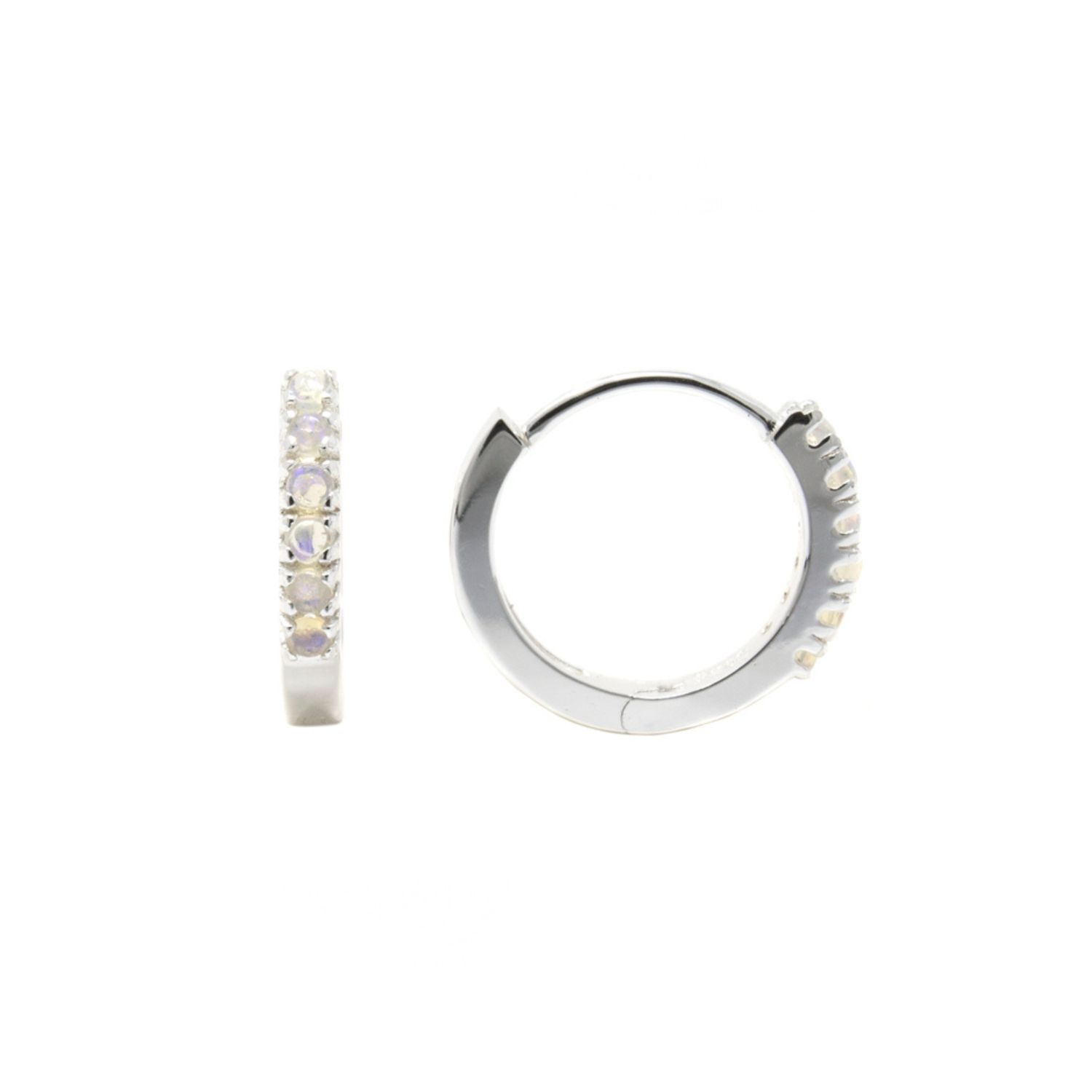 Adaya Huggie Hoops- Opal, Silver