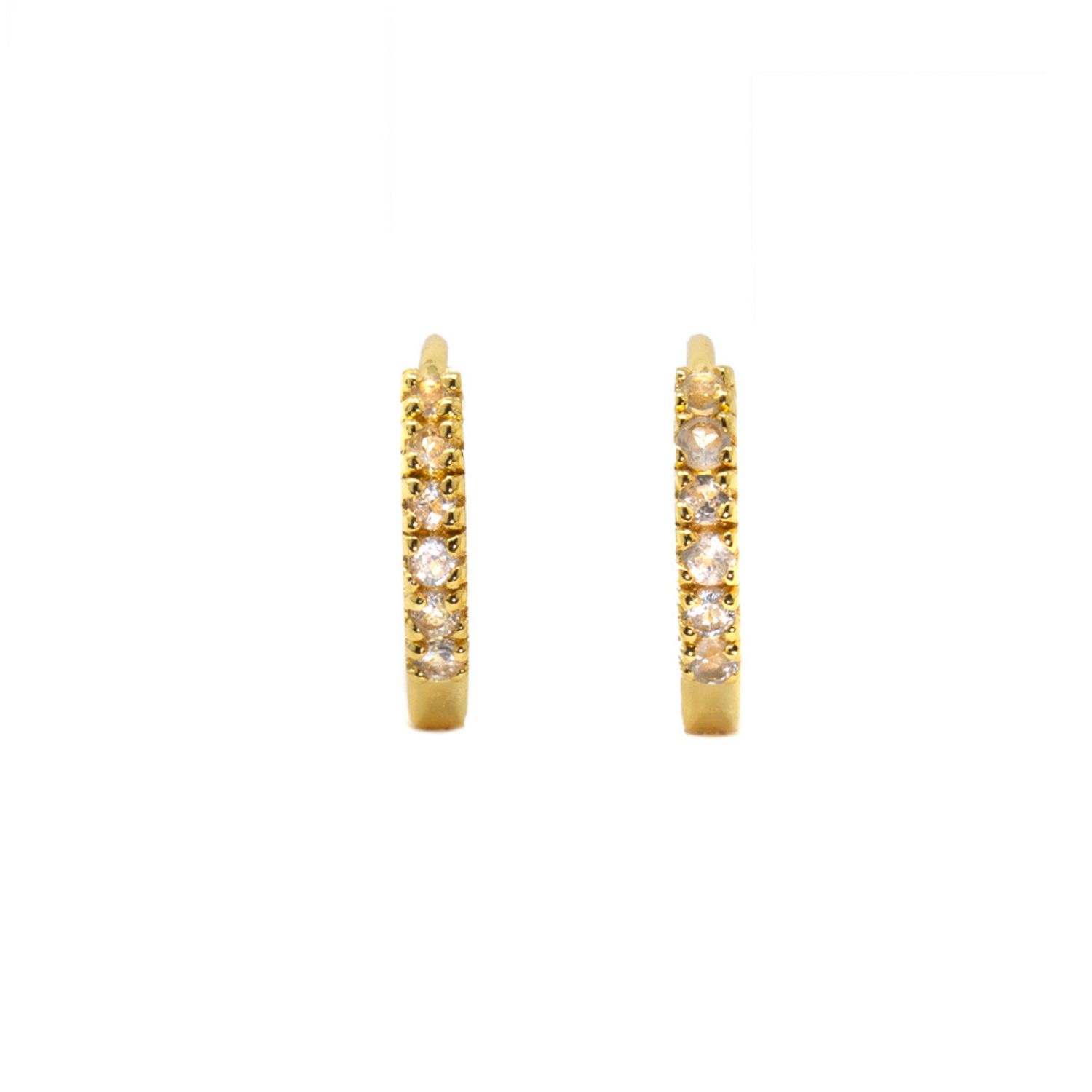 Adaya Huggie Hoops- White Topaz, Gold