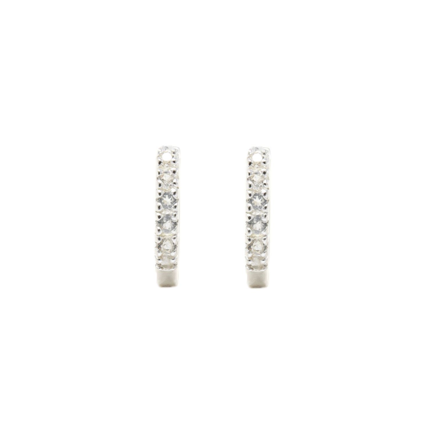 Adaya Huggie Hoops- White Topaz, Silver