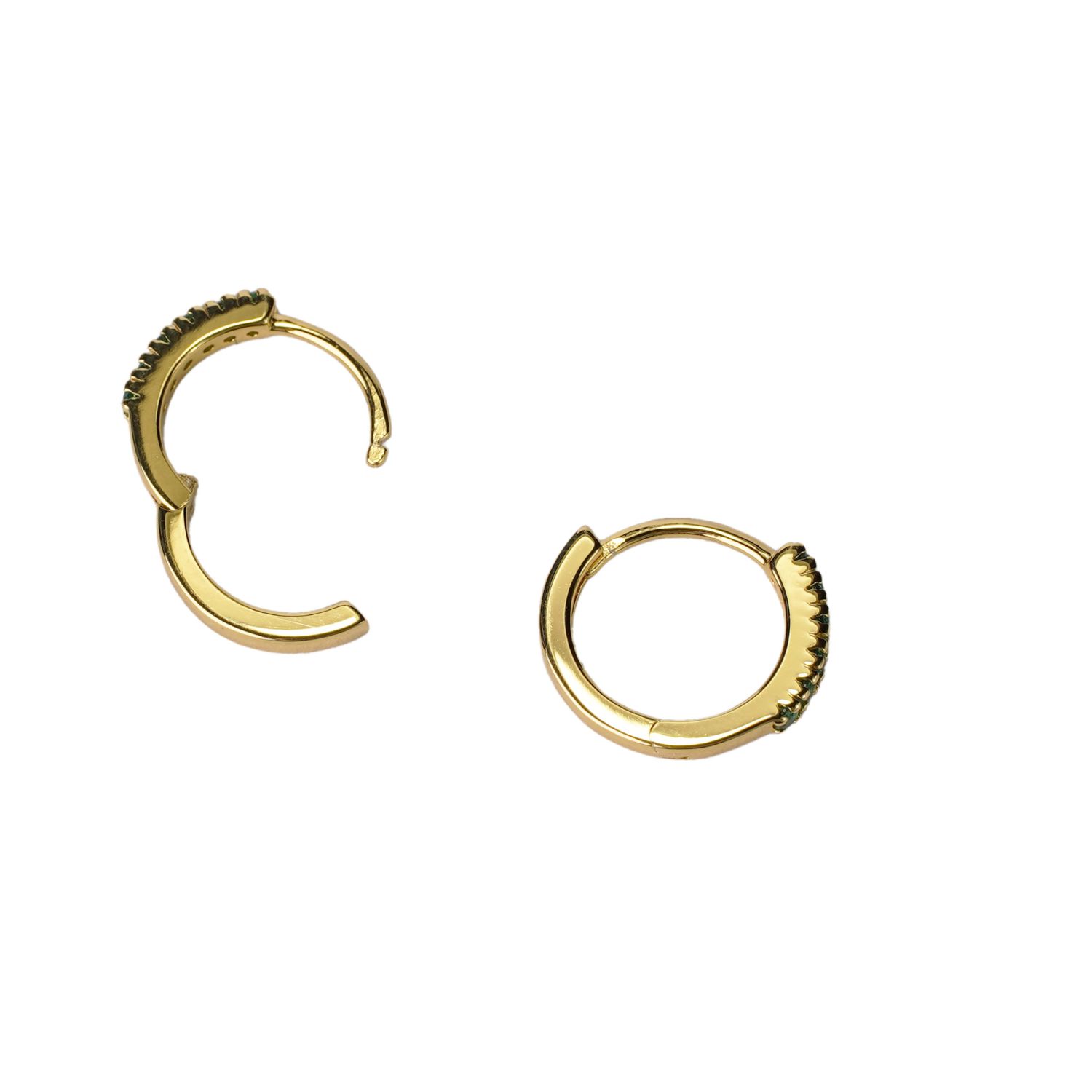Adaya Huggie Hoops- Green Spinel, Gold