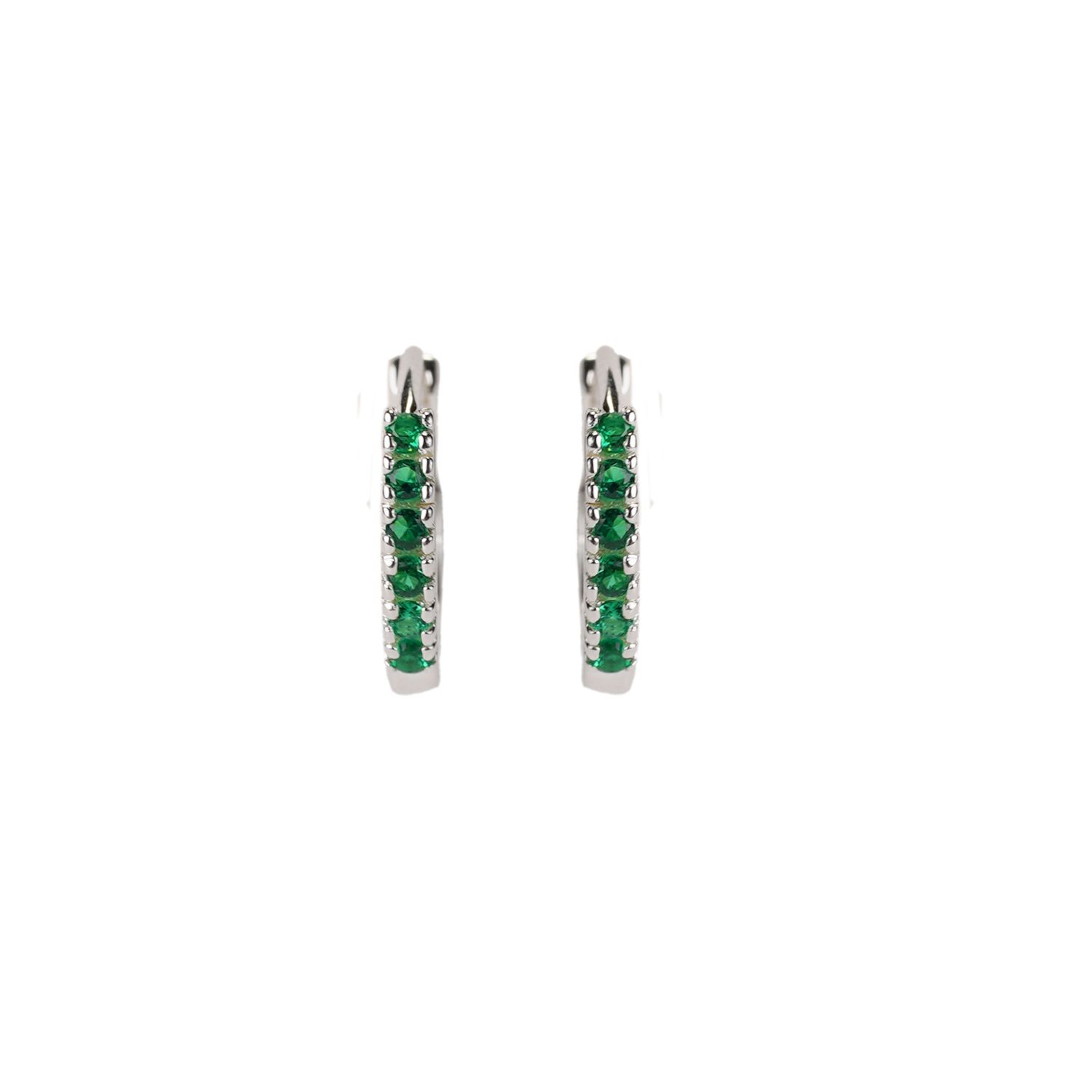 Adaya Huggie Hoops- Green Spinel, Silver