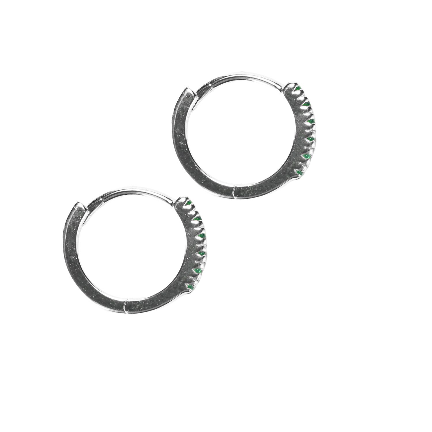 Adaya Huggie Hoops- Green Spinel, Silver