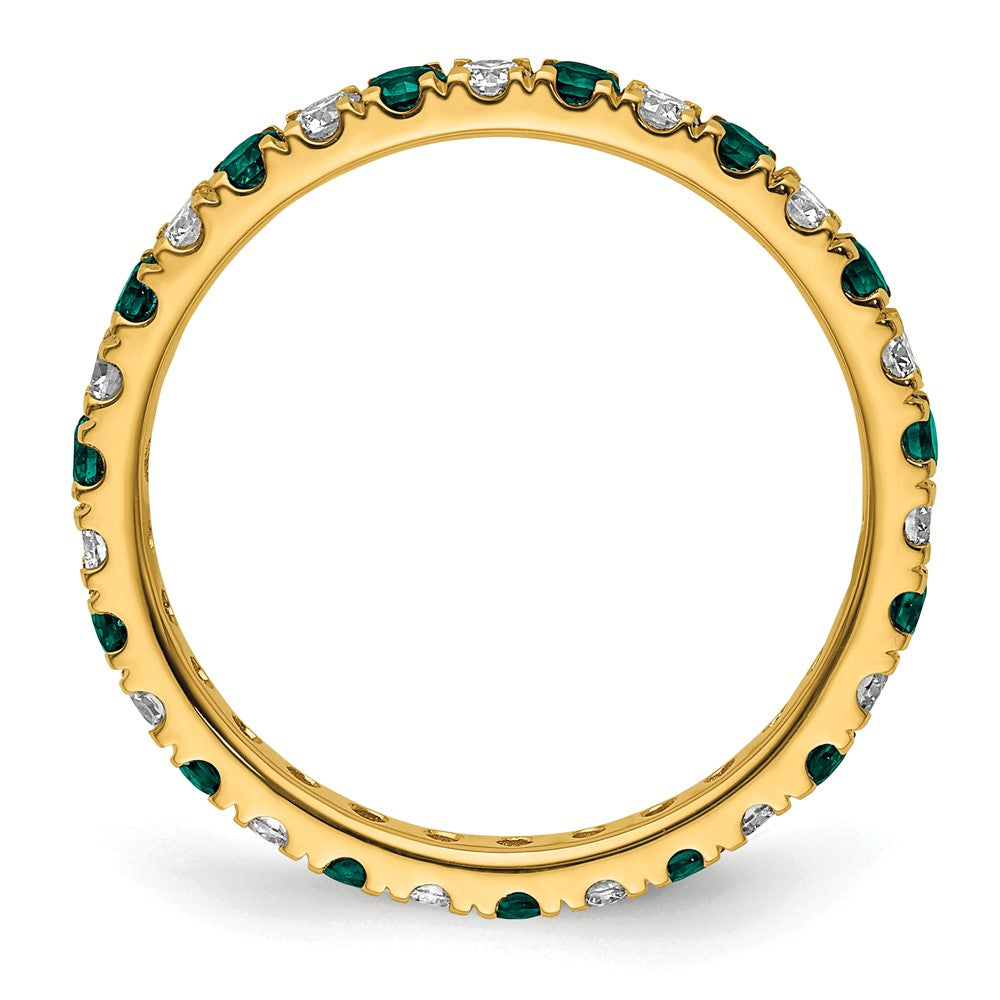 14k Yellow Gold Lab Grown Diamond & Alexandrite Eternity Wedding Band Ring 1/2ct Clarity- VS Color- G-H