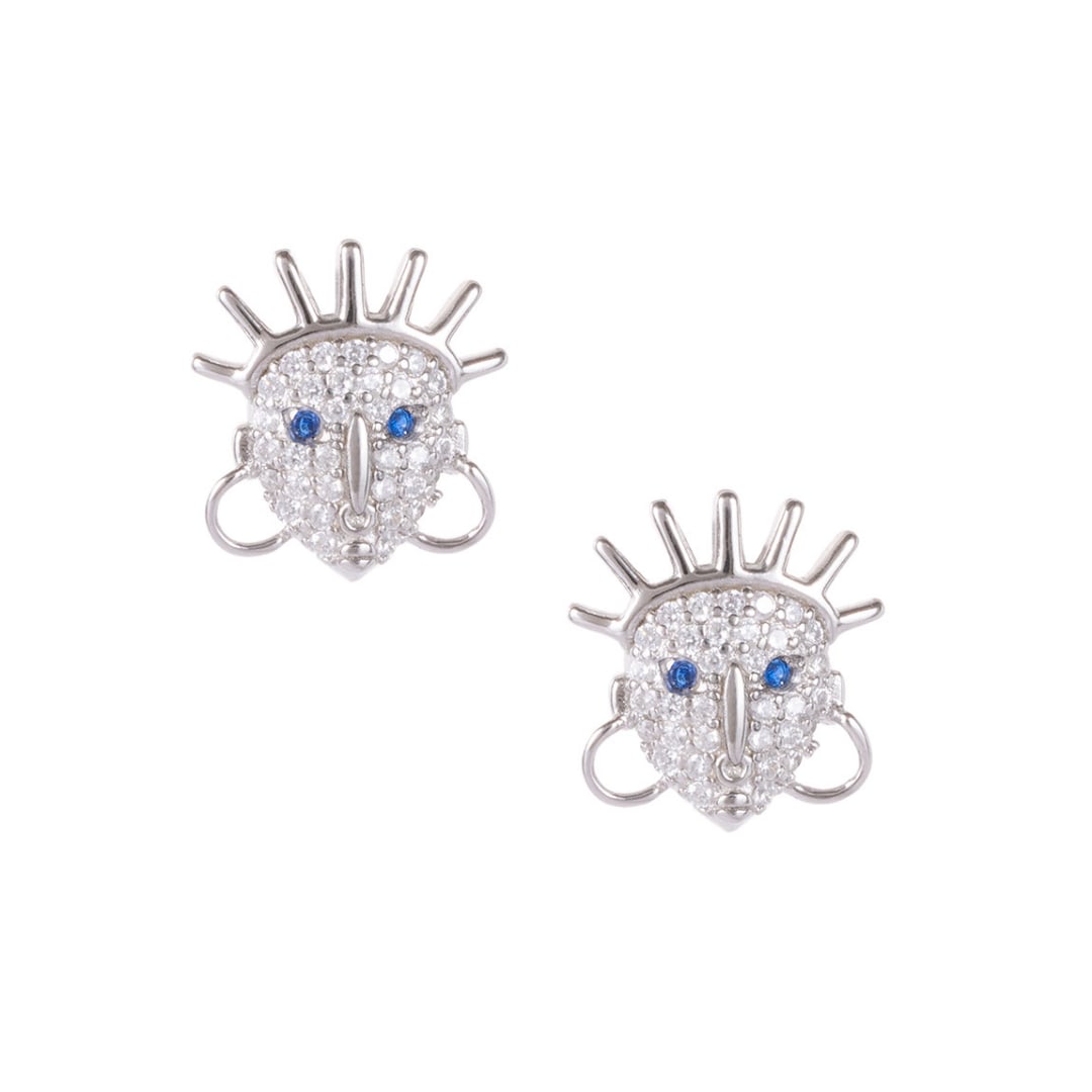 Adéọlá Encrusted Studs – Gold Vermeil With White Topaz & Blue Sapphire