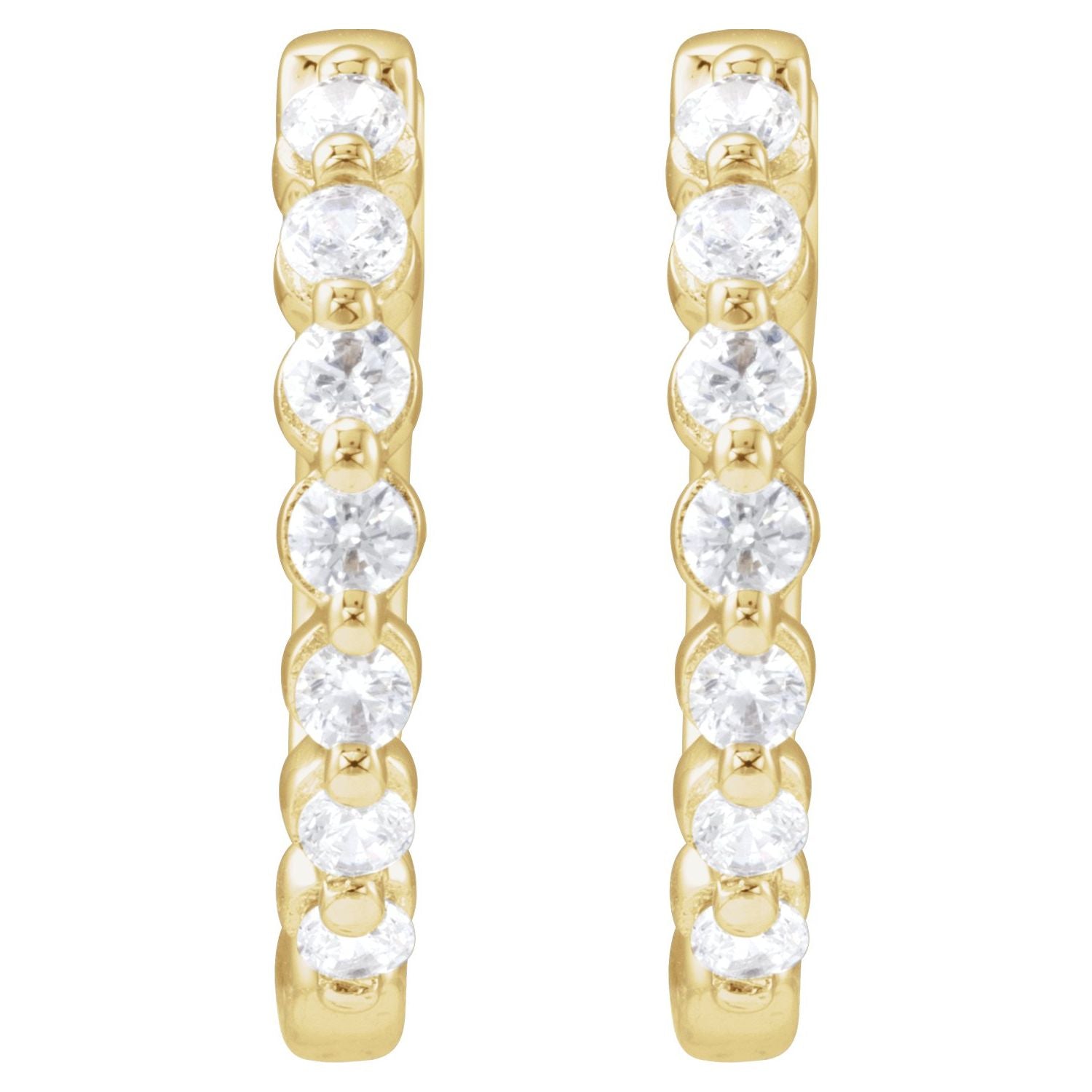 14K Gold 1/3ct Lab-grown Diamond Hoop Earrings Clarity SI Color G-H