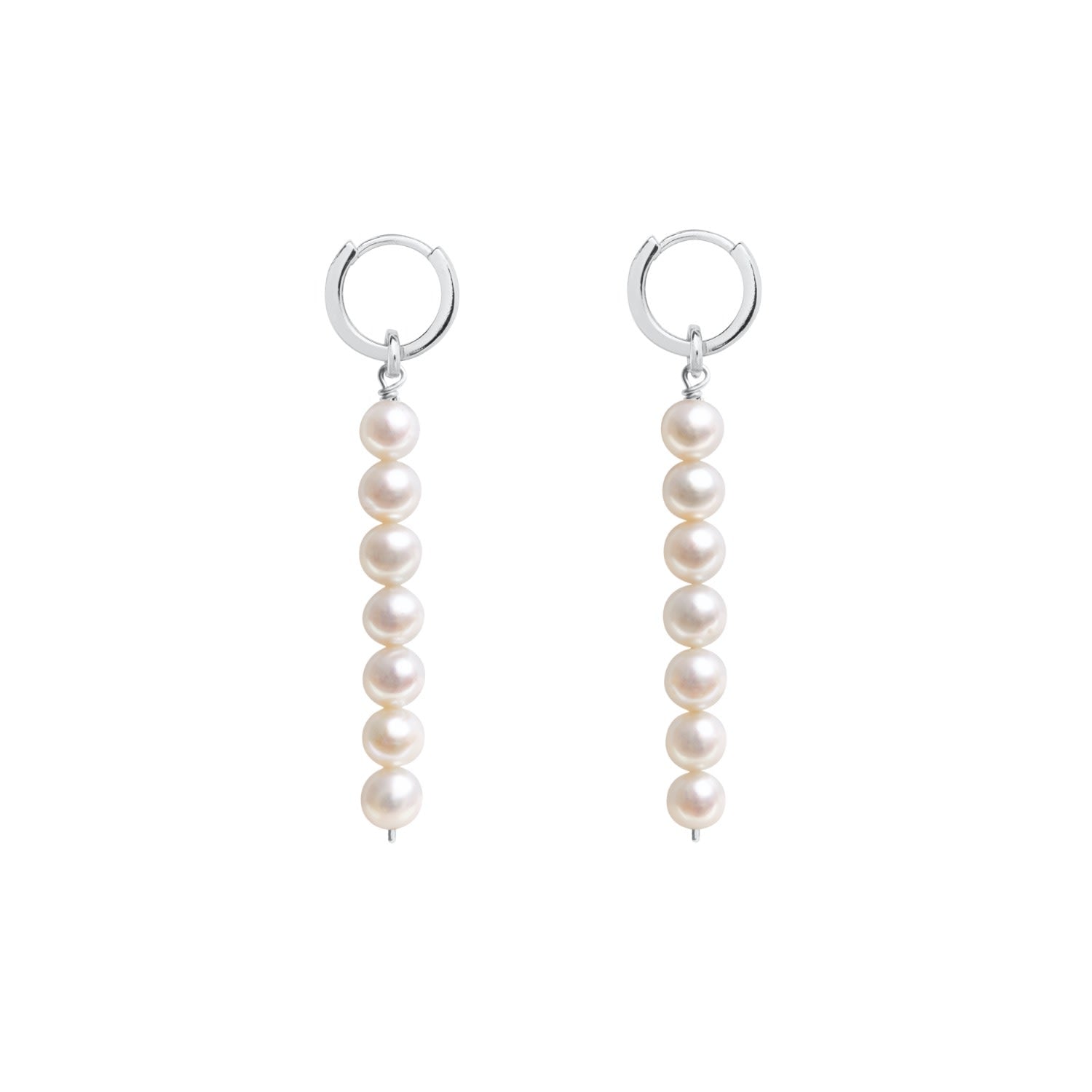 Linea Pearl Hoop Earrings - Silver
