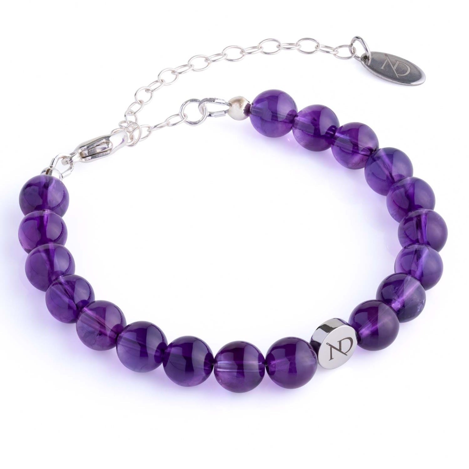 Adjustable Amethyst Gemstone Bracelet & Sterling Silver Chain