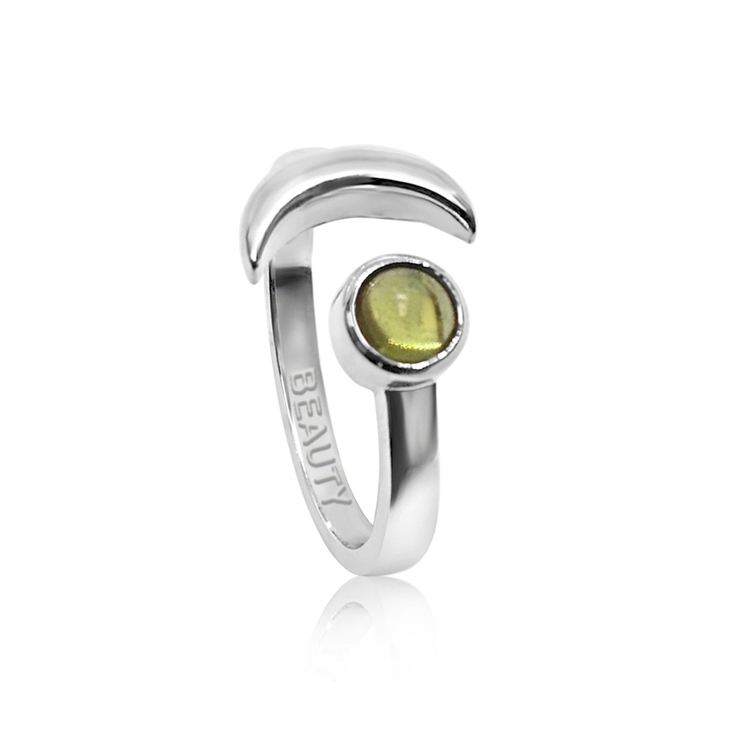 Adjustable August Beauty Birthstone Ring In Sterling Silver- Peridot