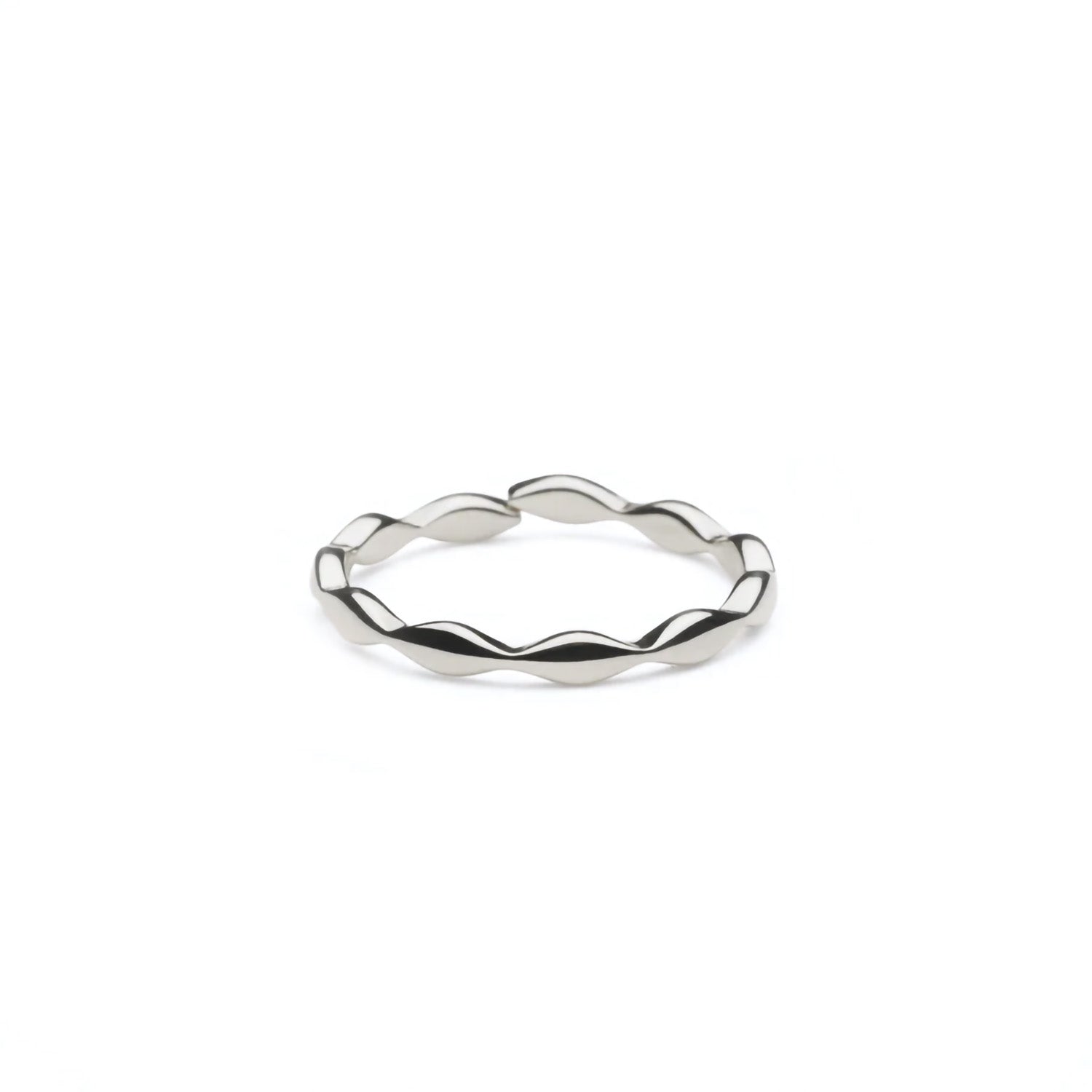 Adjustable Beaded Marquise Ring Silver