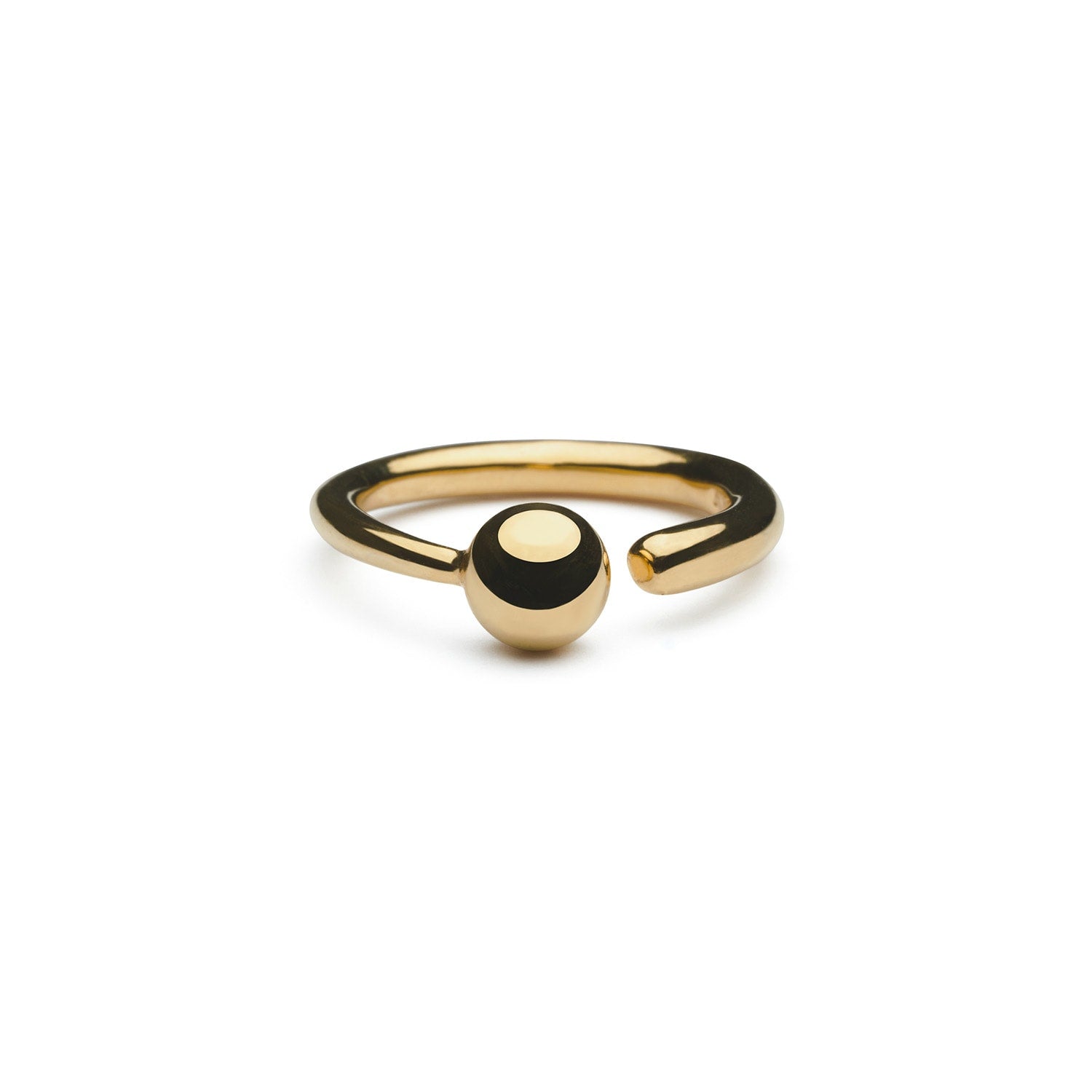 Adjustable Bold Single Sphere Ring Gold