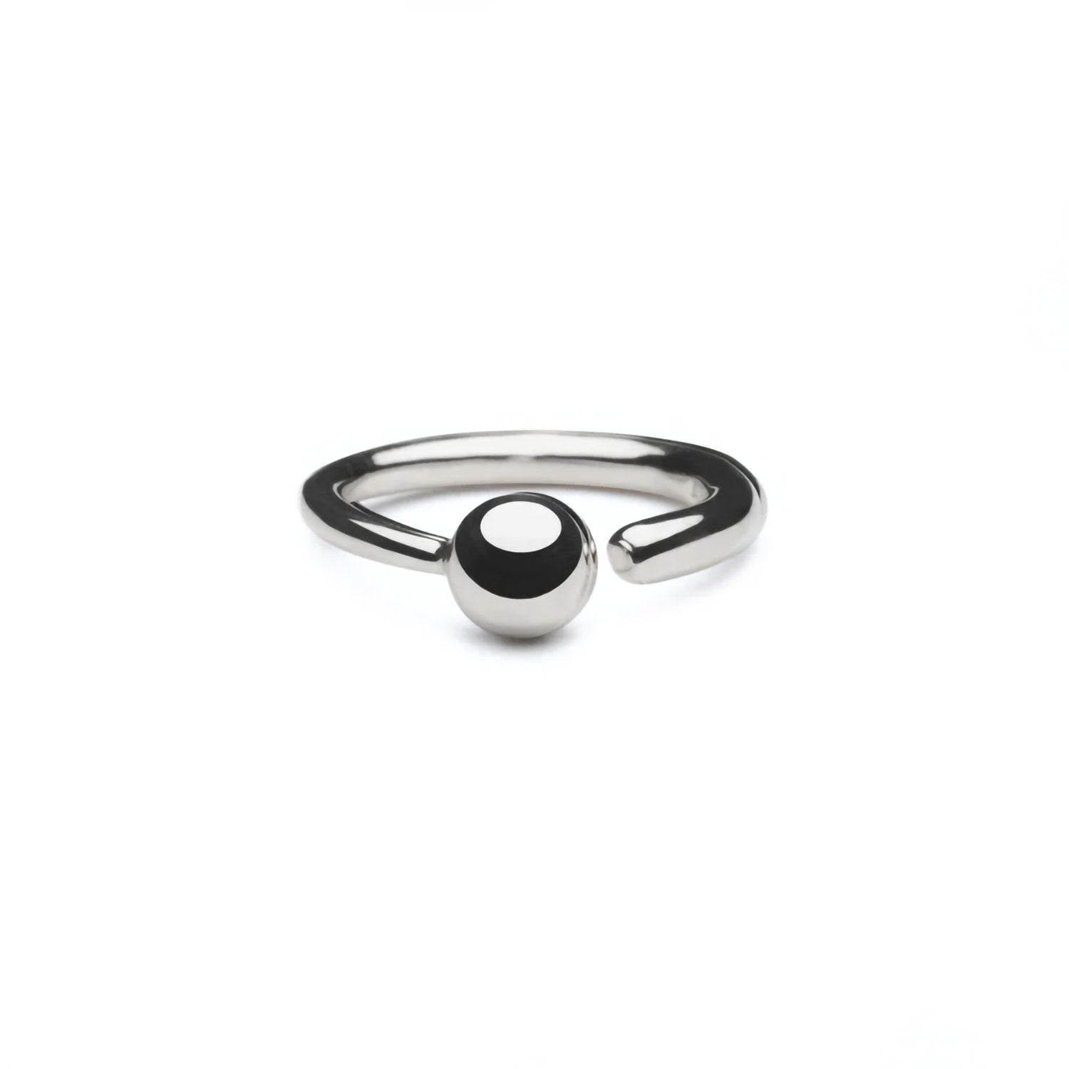 Adjustable Bold Single Sphere Ring Silver
