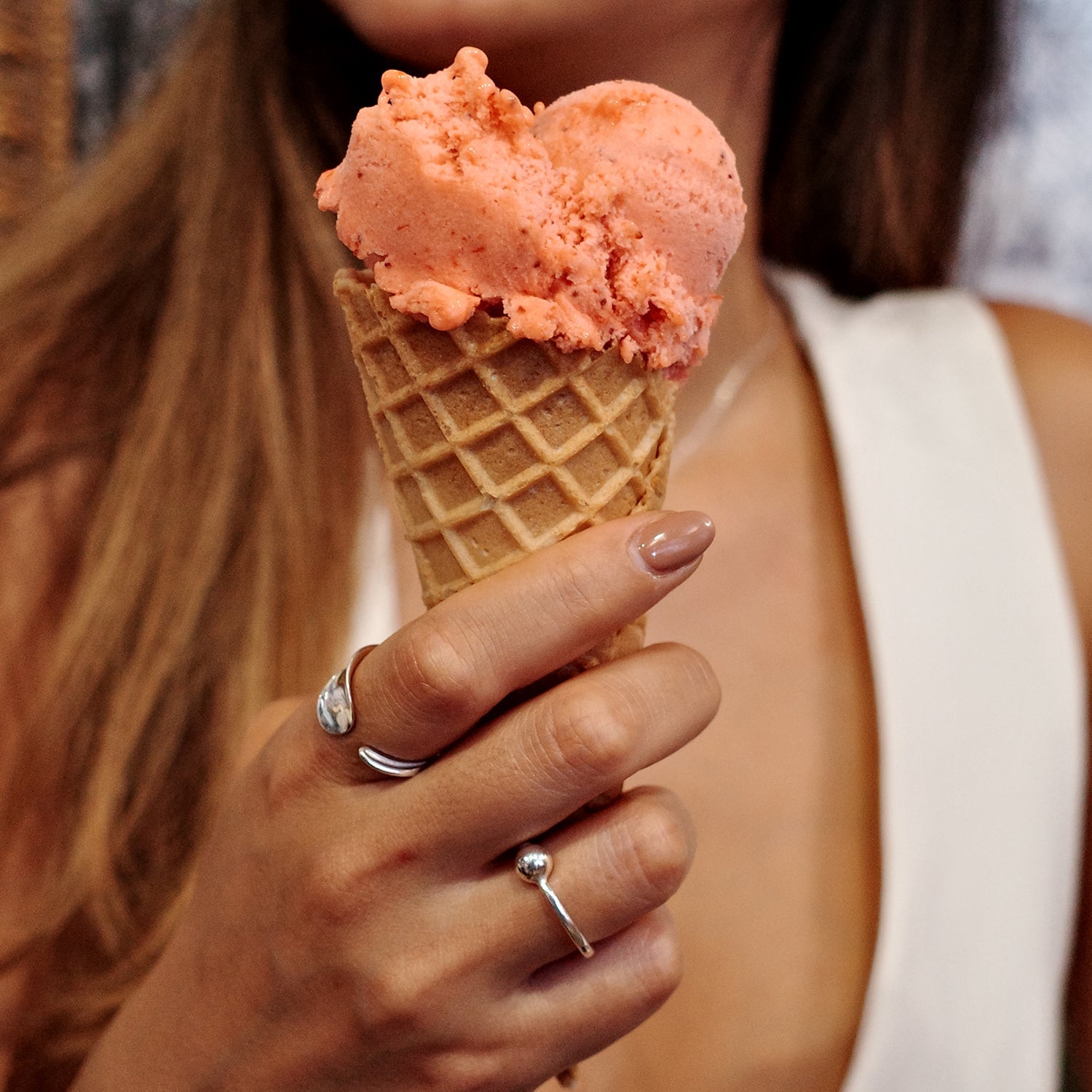 Adjustable Bold Single Sphere Ring Gold