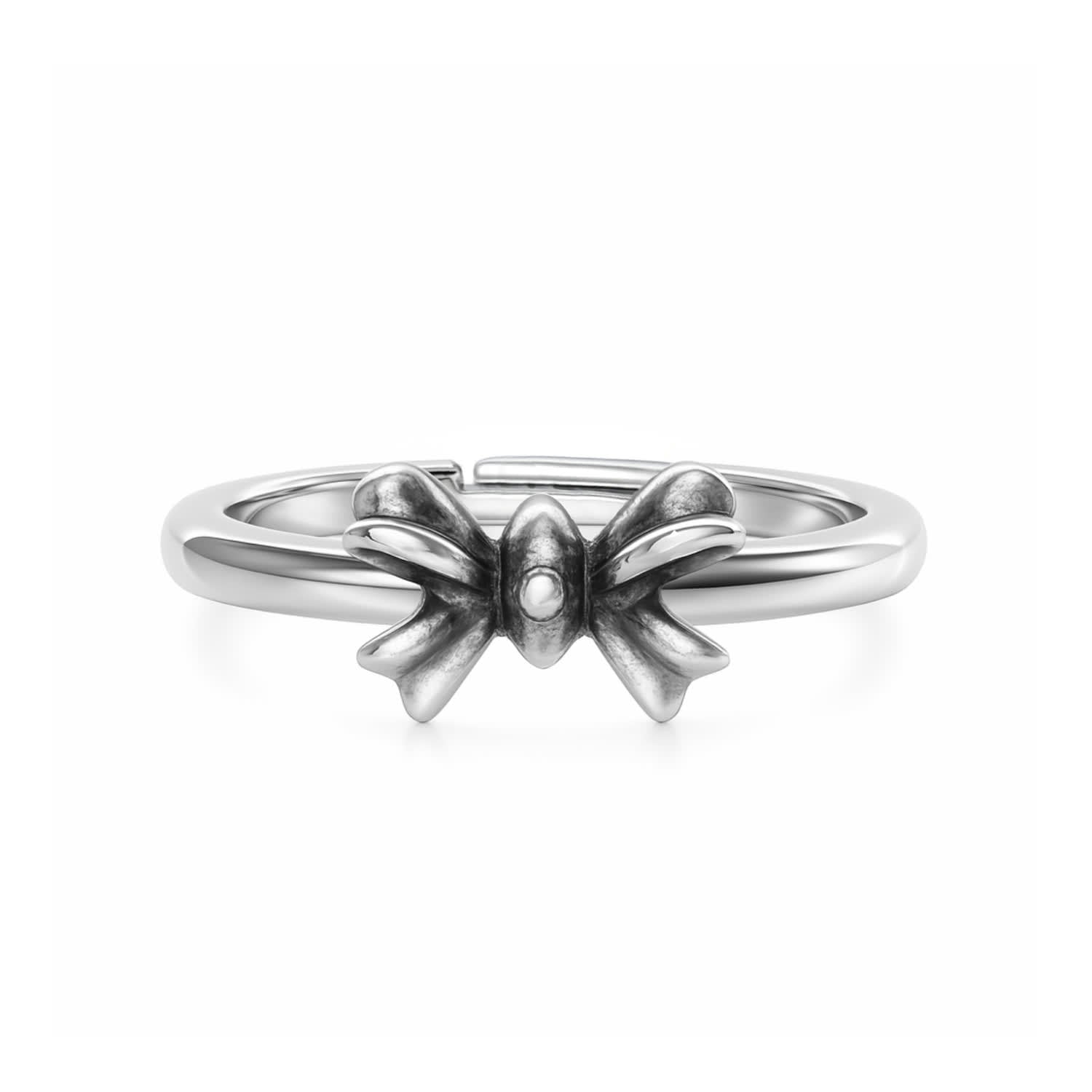 Adjustable Bow Ring In Sterling Silver - Unaloe Symbol Of Grace And Emotional Connection
