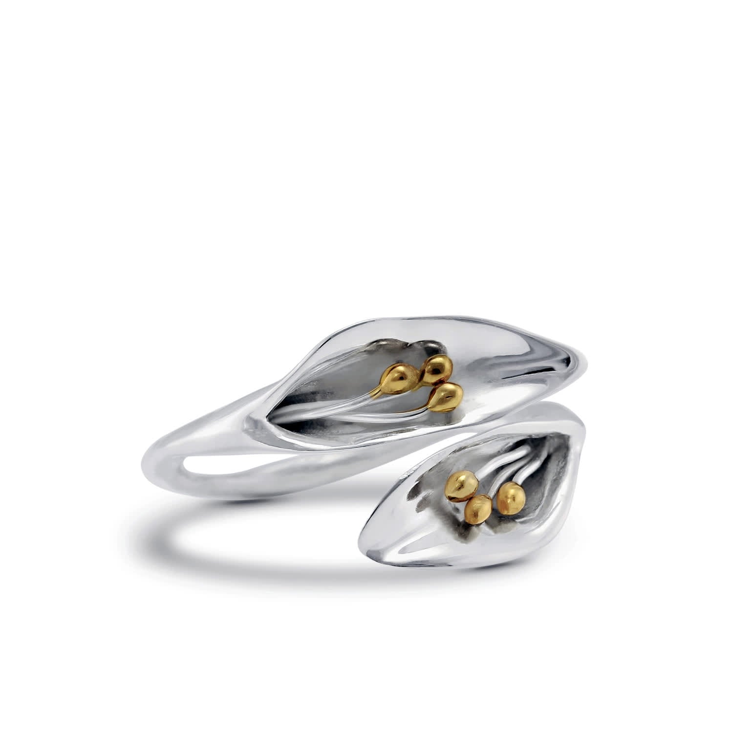 Adjustable Calla Lily Silver Ring