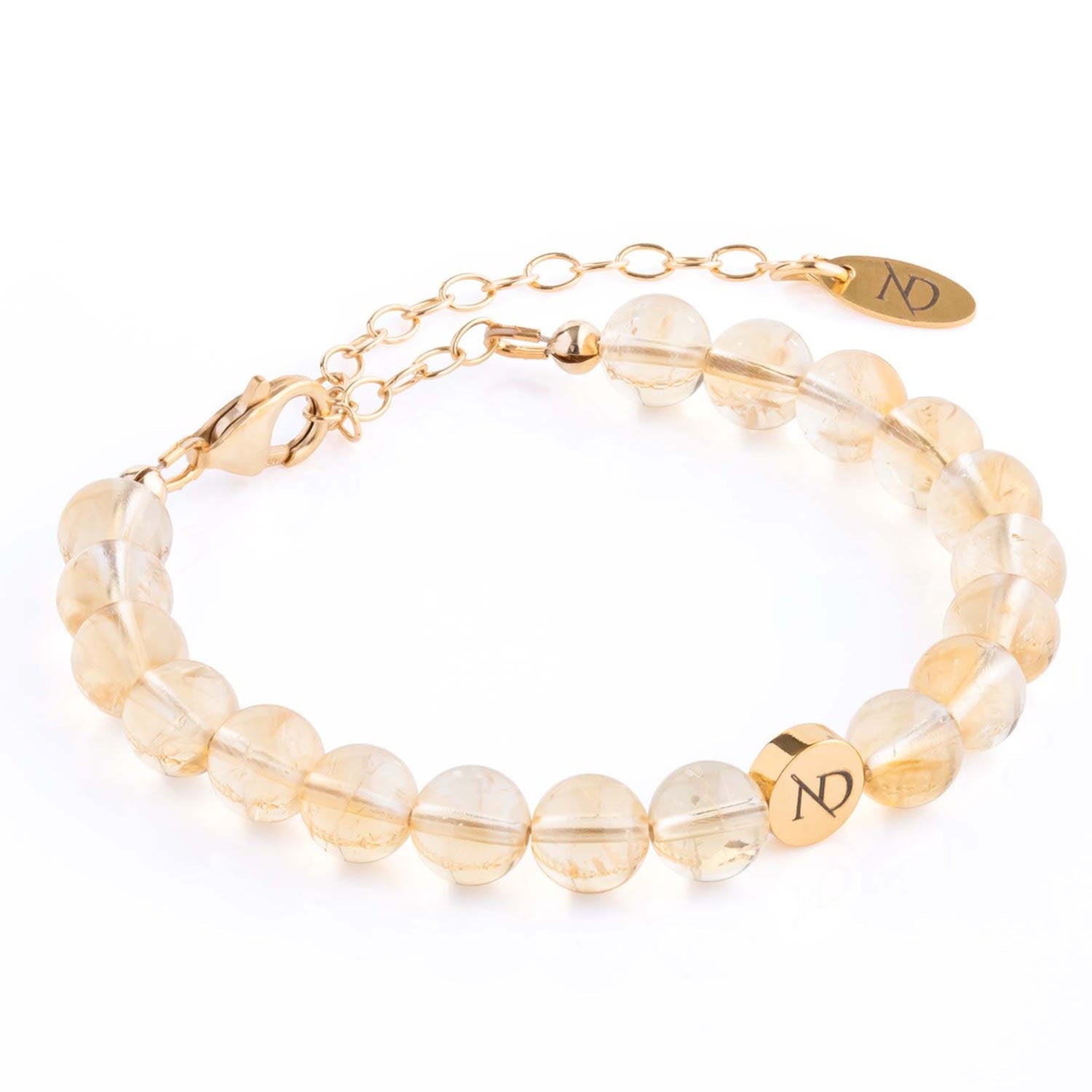 Adjustable Citrine Gemstone Bracelet & Gold Chain
