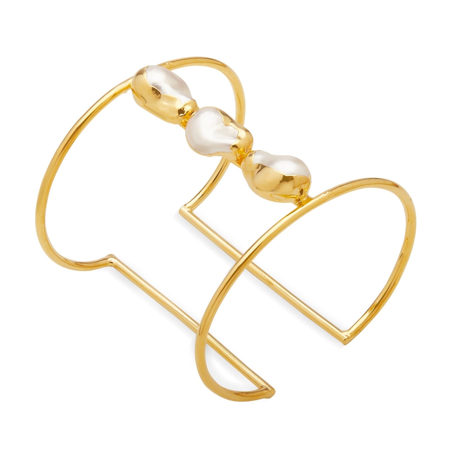 Adjustable Gold Kora Bracelet With Baroque Pearls