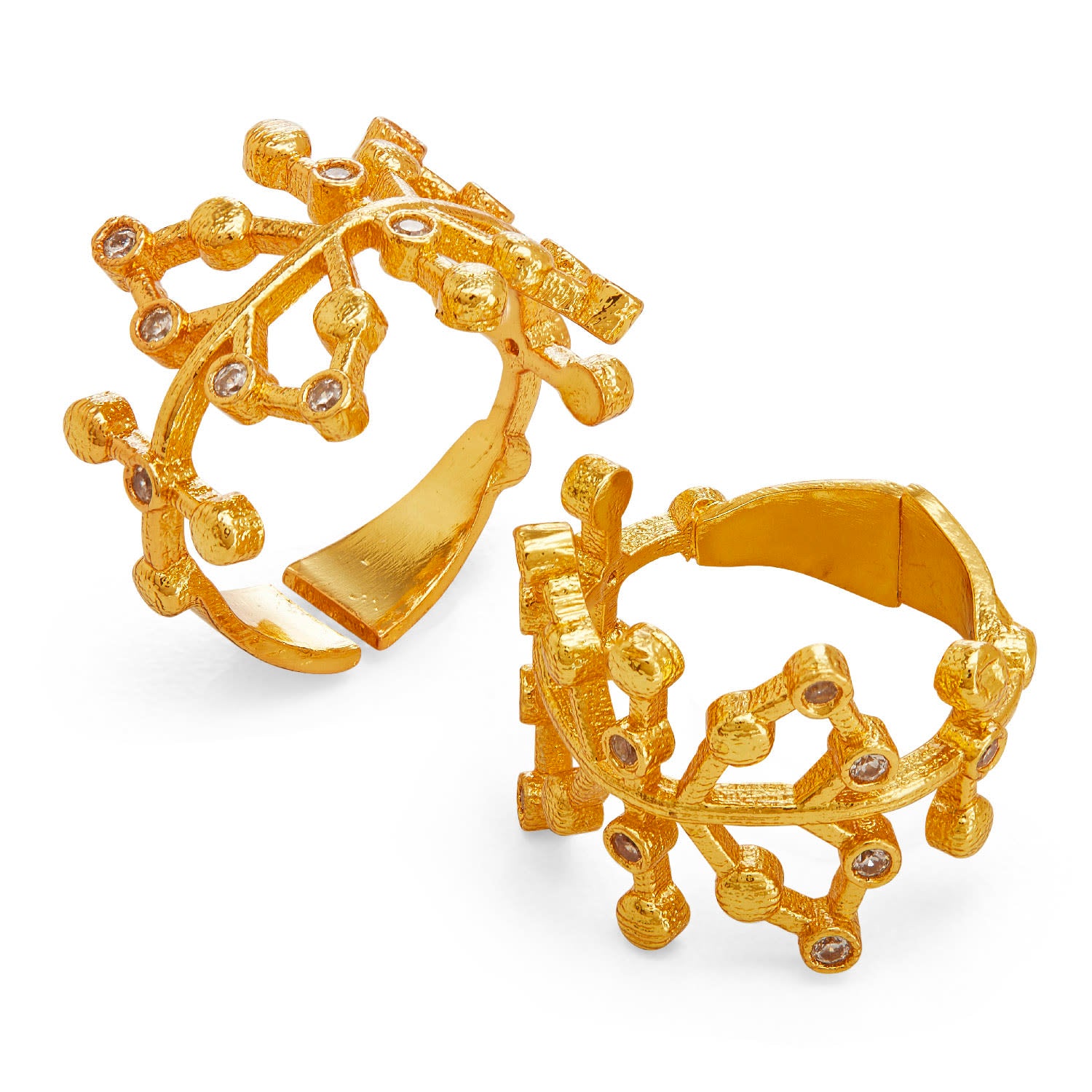 Adjustable Gold Auro Double Ring With Zirconia