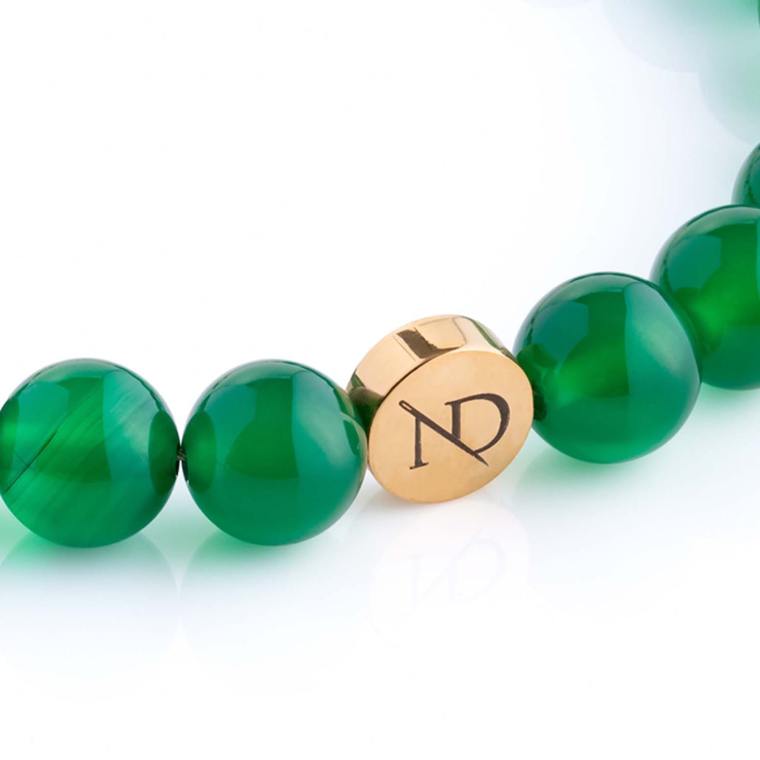 Adjustable Green Agate Gemstone Bracelet & Gold Chain