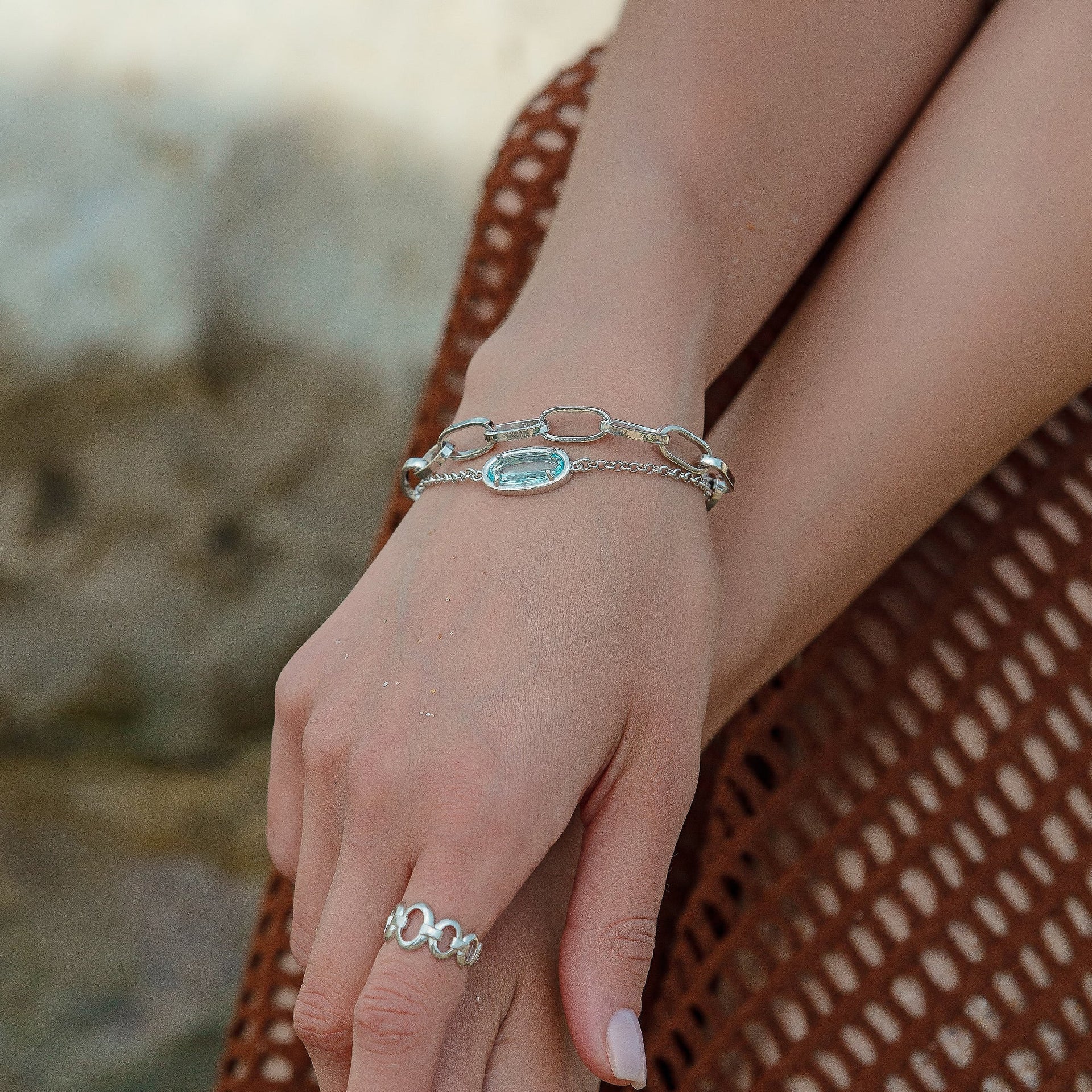 Chain Link Embrace Silver Ring