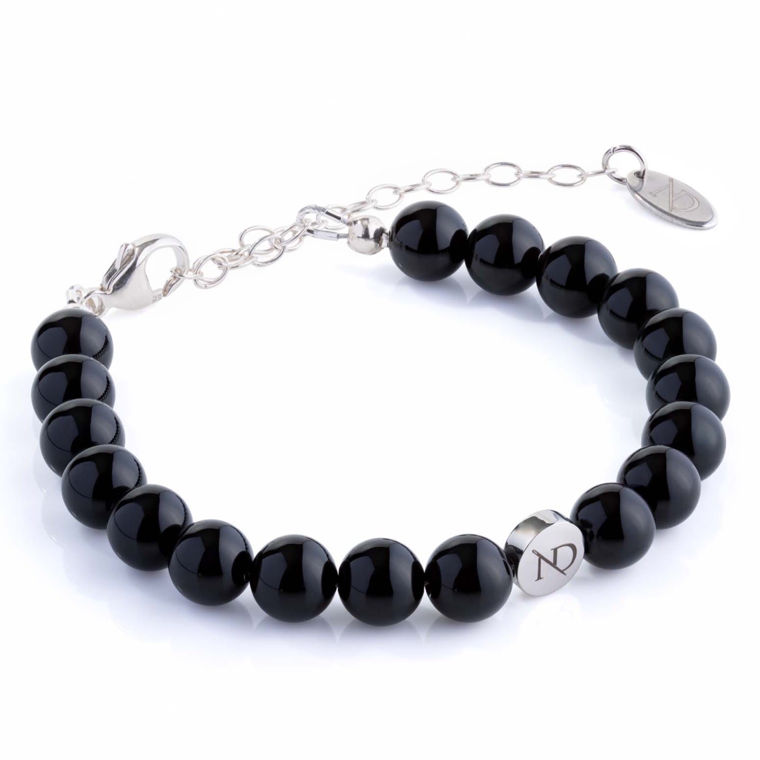 Adjustable Onyx Gemstone Bracelet & Sterling Silver Chain