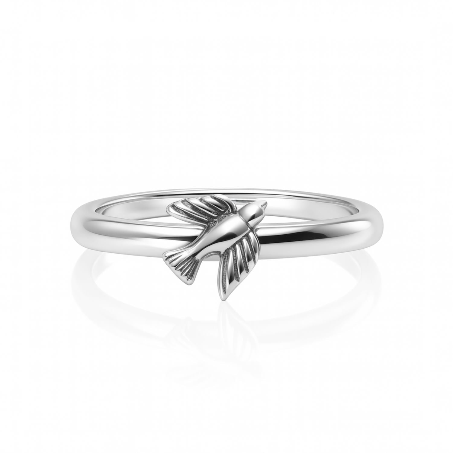 Adjustable Ring Dove Design In Sterling Silver - Unaloe Handmade Italian Jewelry
