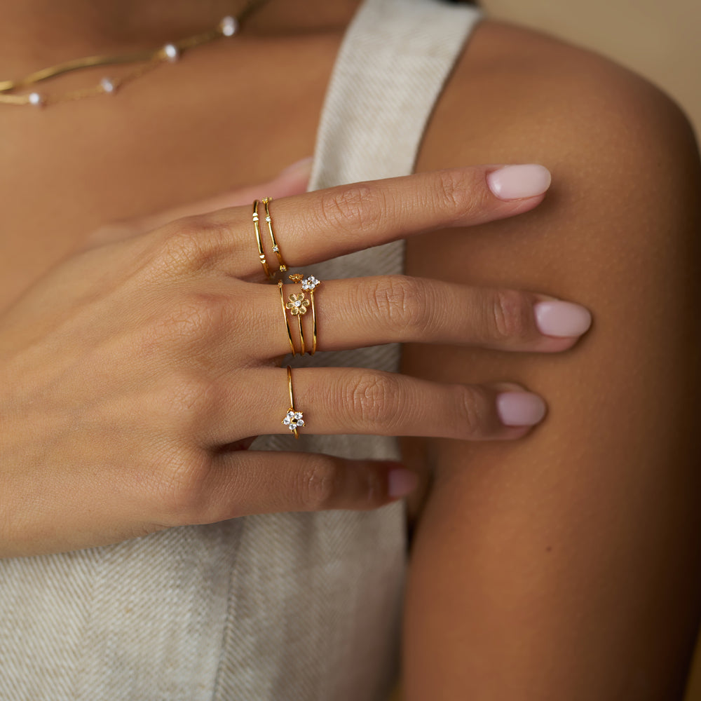 Floral Open Caged Adjustable Ring