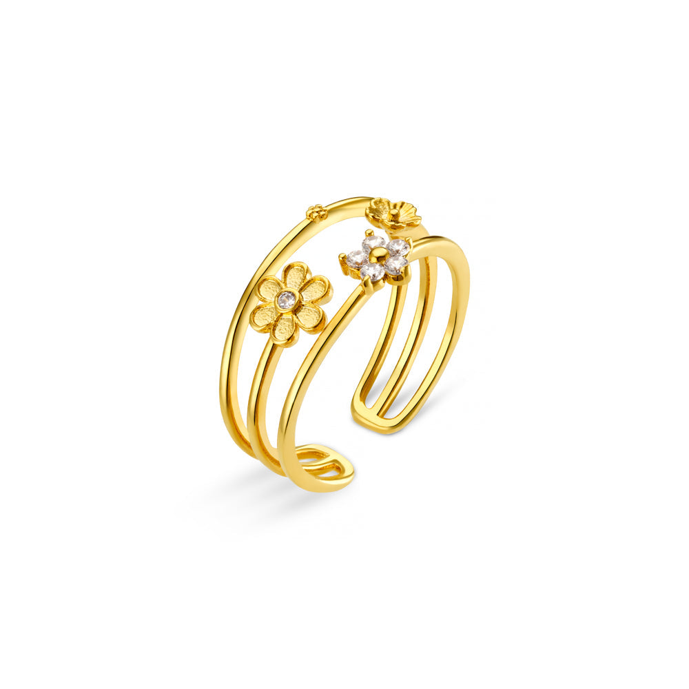 Floral Open Caged Adjustable Ring