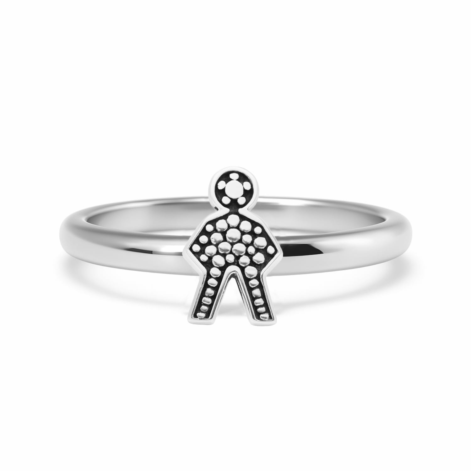 Adjustable Ring With Little Man In Sterling Silver - Unaloe For Family And Love