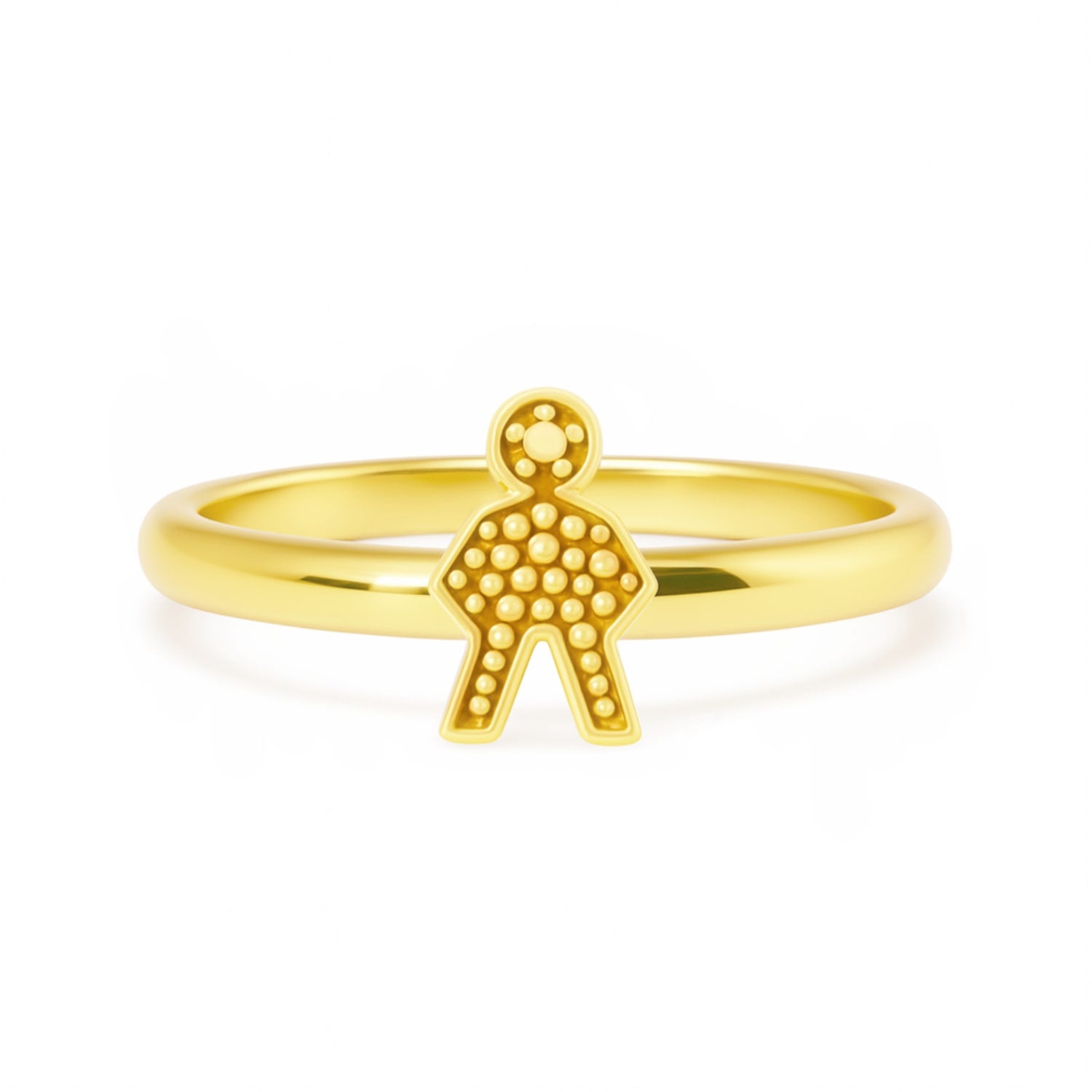 Adjustable Ring With Little Man In Sterling Silver With Gold Plated - Unaloe For Family And Love