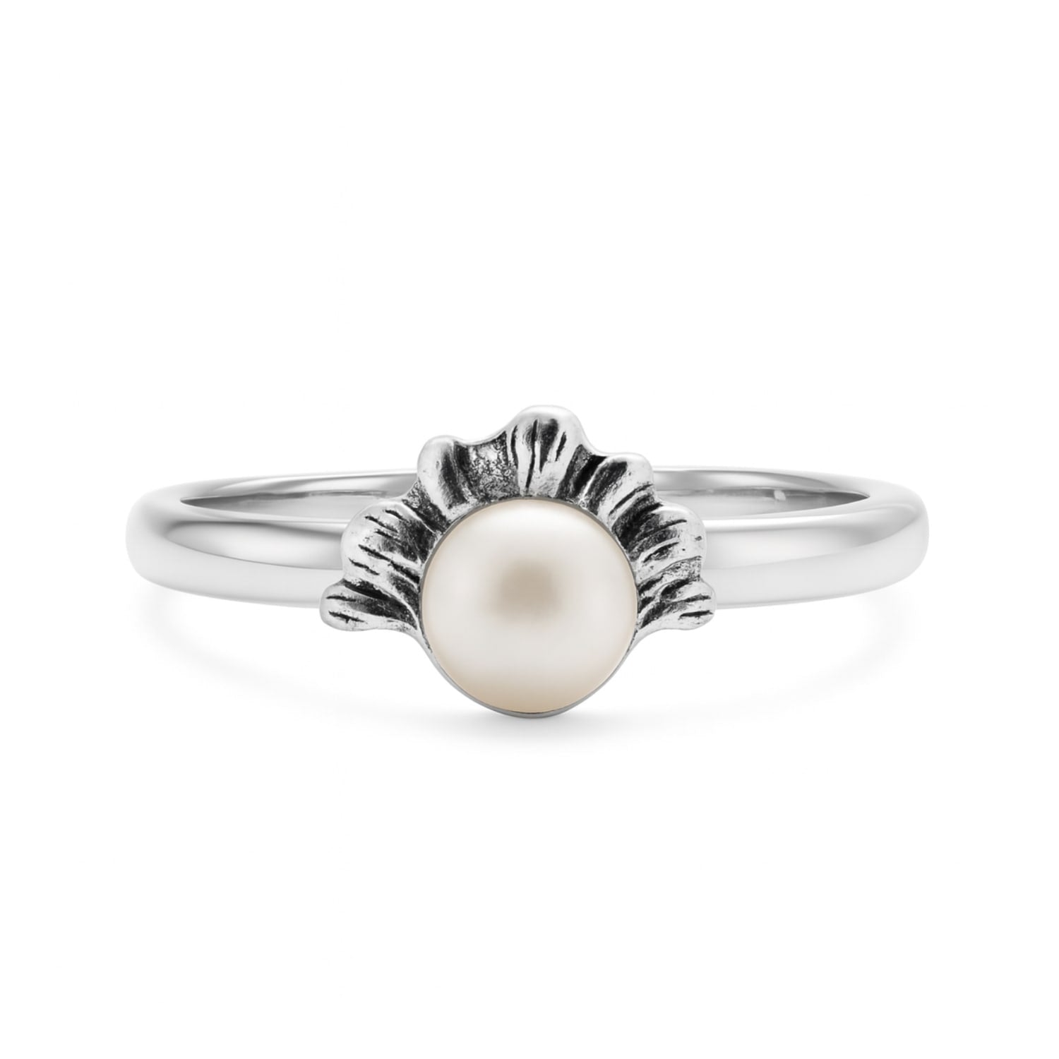 Adjustable Shell Ring With Natural Pearl In Sterling Silver - Unaloe Handmade Italian Jewelry