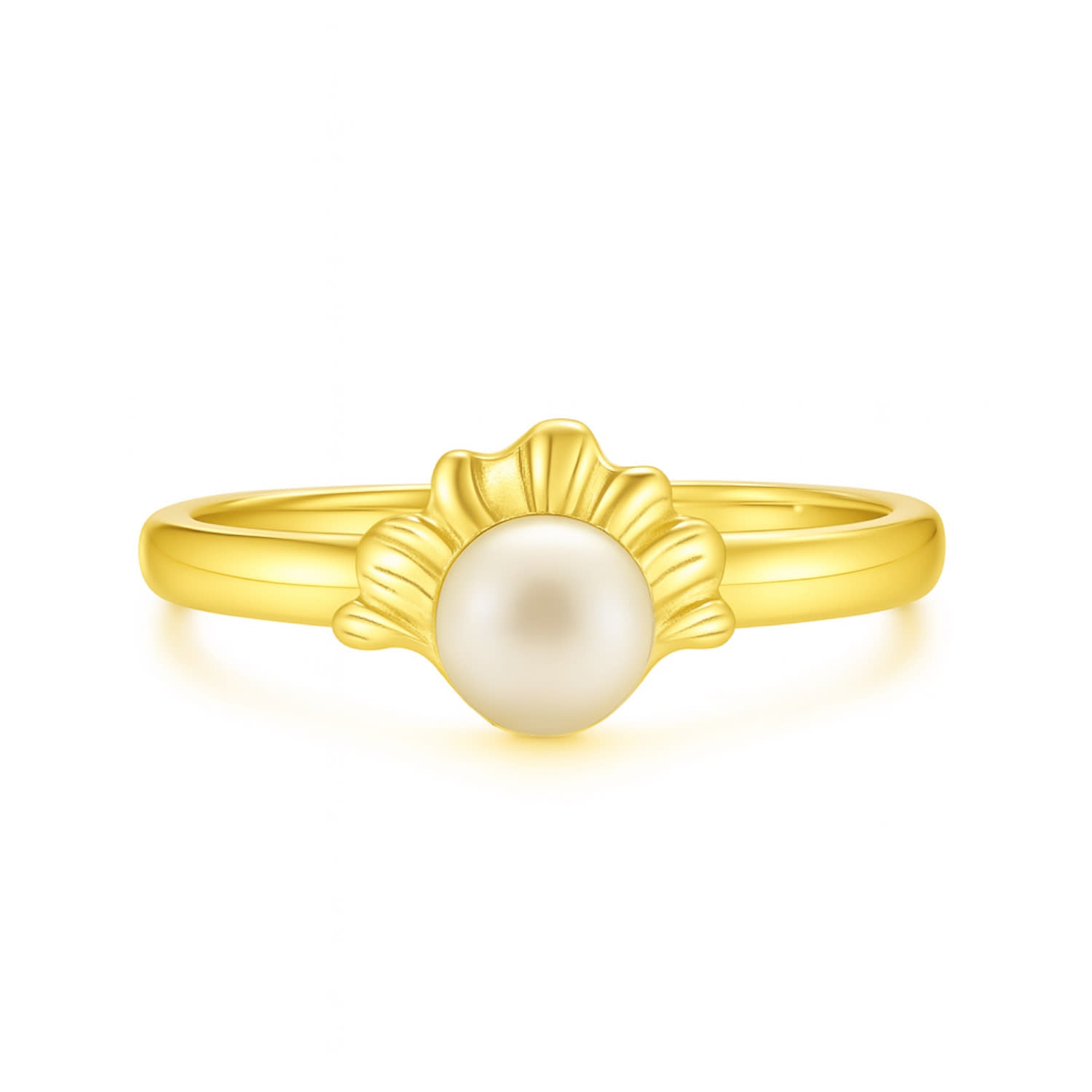 Adjustable Shell Ring With Natural Pearl In Sterling Silver With Gold Plated - Unaloe Handmade Italian Jewelry