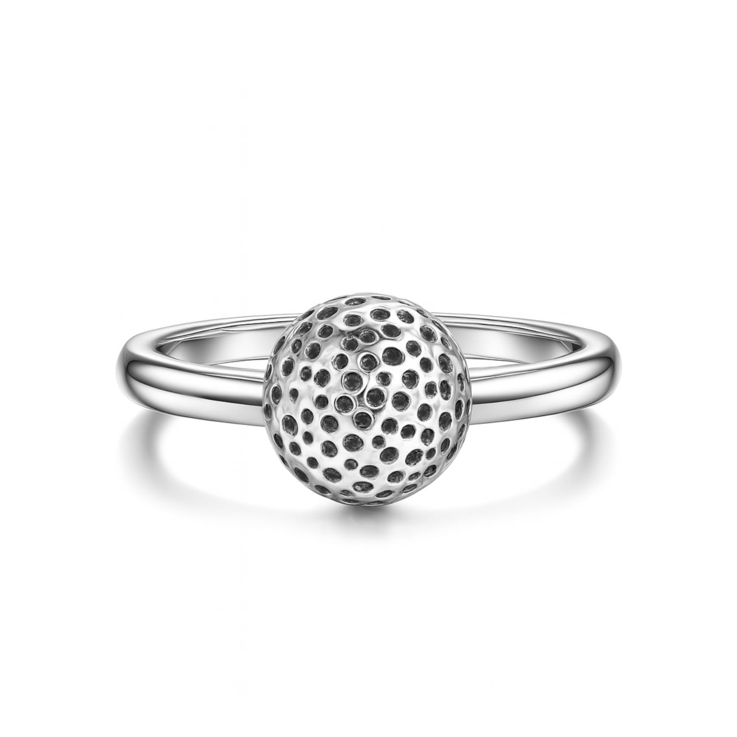 Adjustable Sterling Silver Ring With Carved Sphere - Unaloe Handmade Ring For Women