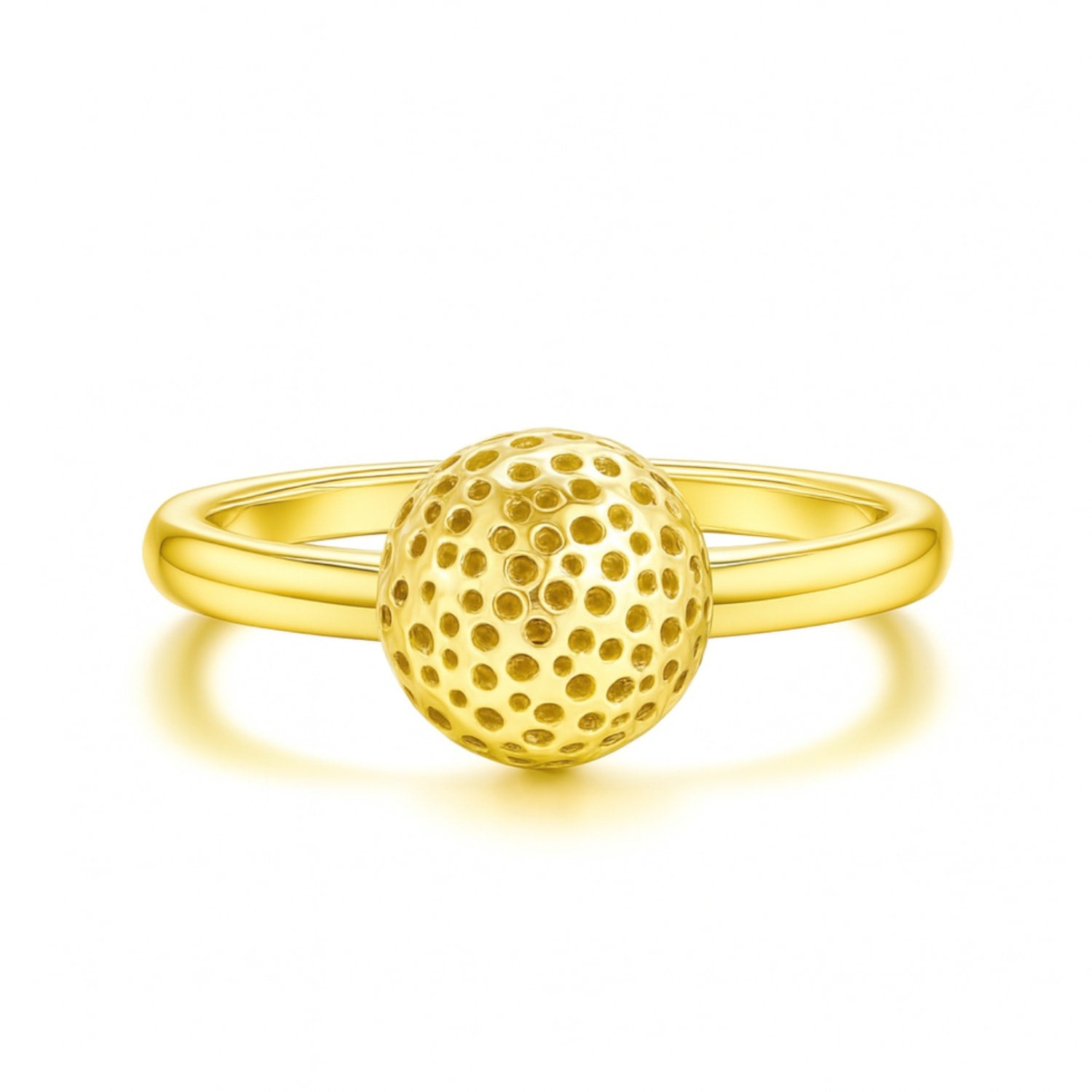 Adjustable Sterling Silver With Gold Plated Ring With Carved Sphere - Unaloe Handmade Ring For Women