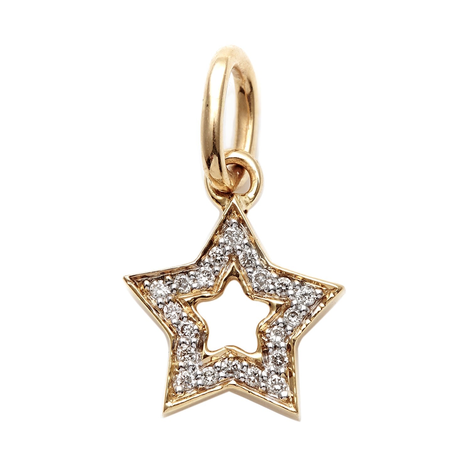 Diamond Studded Super Star Pendant In Yellow Gold
