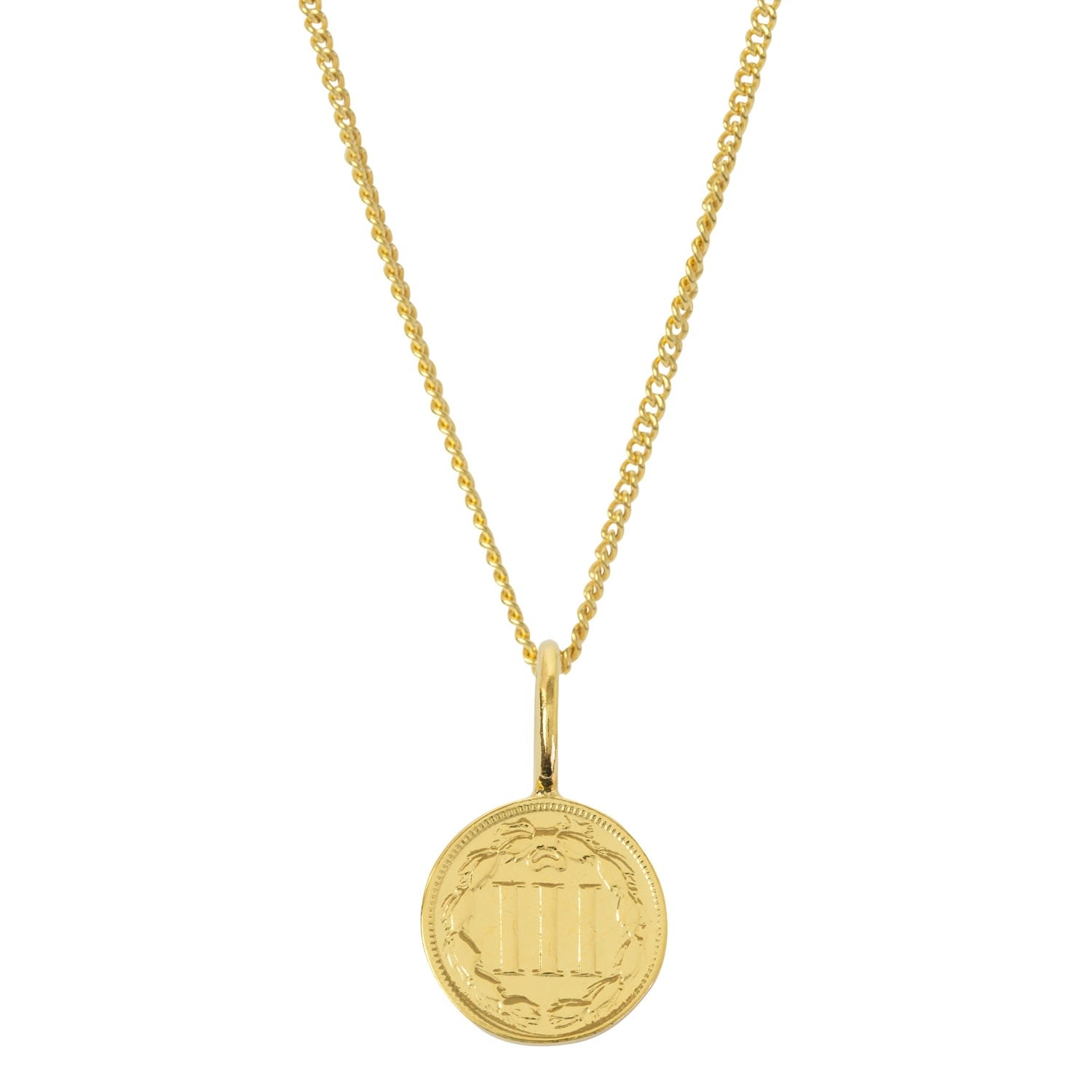 American Coin Necklace In Yellow Gold Plate