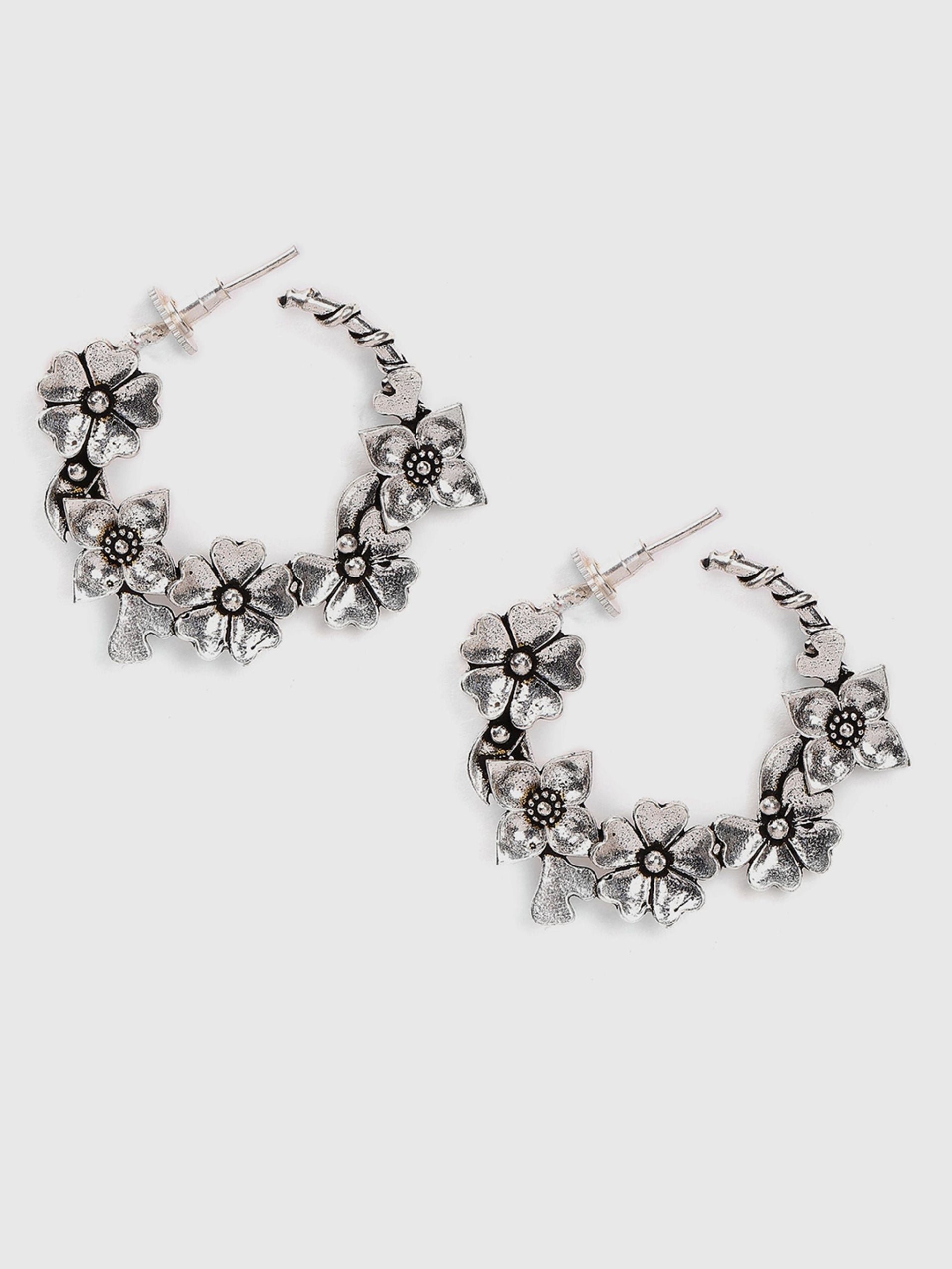 Silver-plated Circular Earrings