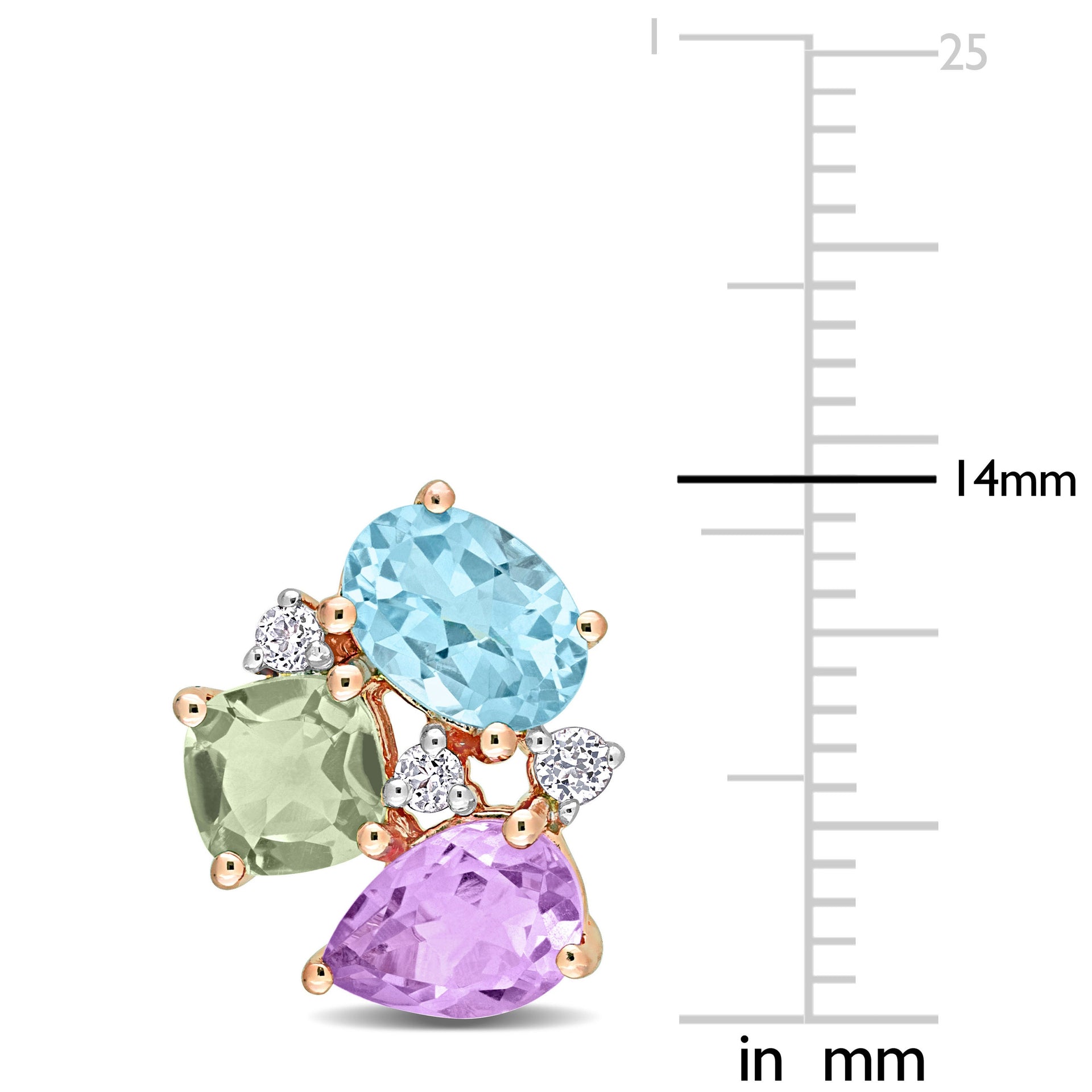 4 5/8 CT TGW Multi-Color Gemstone Earrings in Rose Plated Sterling Silver