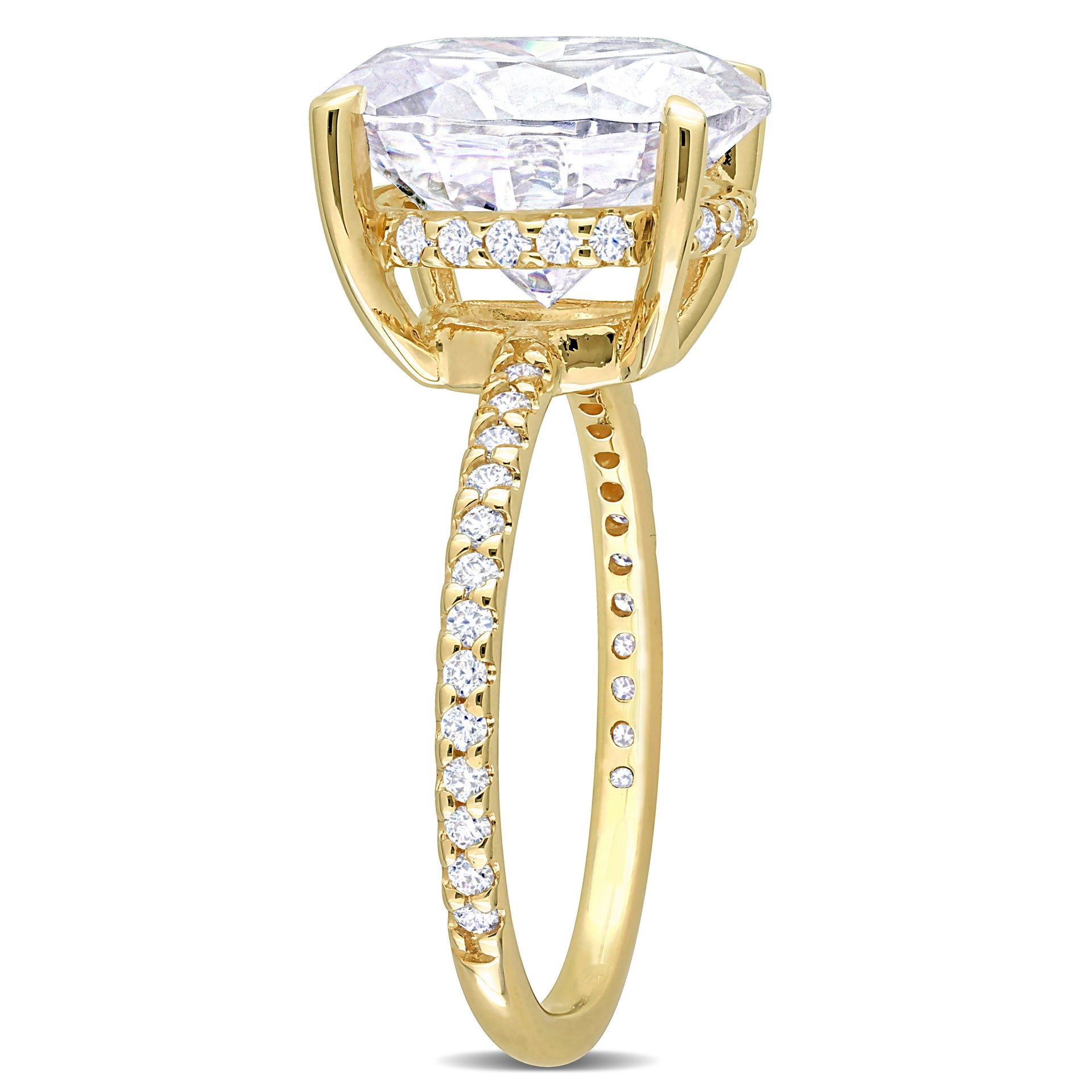 4 7/8 CT DEW Oval Created Moissanite Engagement Ring in 10K Yellow Gold