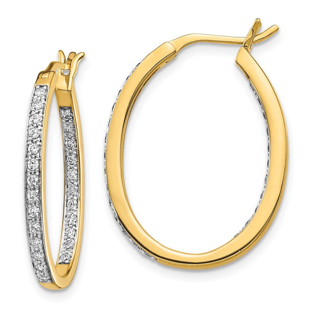 14k Gold 1/2 CT Lab Grown Diamond In And Out Hoop Earrings