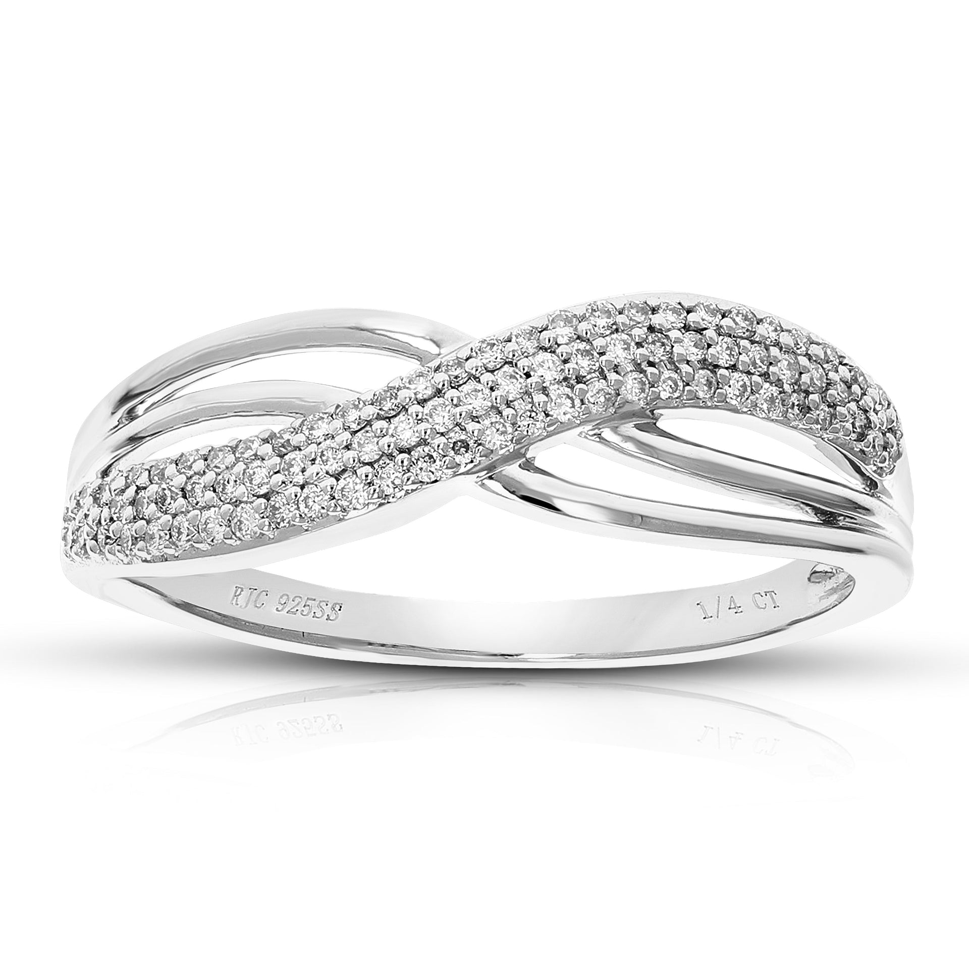 1/4 Cttw Lab Created Diamond Wedding Band In 925 Sterling Silver Prong