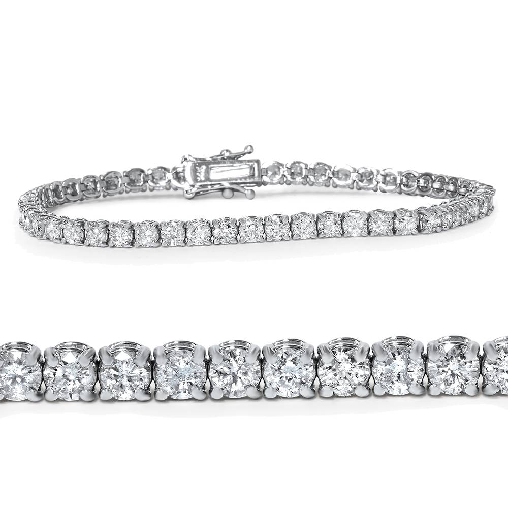 18K White Gold 4 Ct Diamond Tennis Bracelet 7'