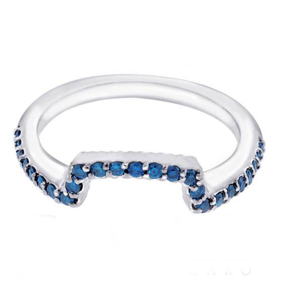 1/4ct Blue Diamond Guard Ring 14K White Gold