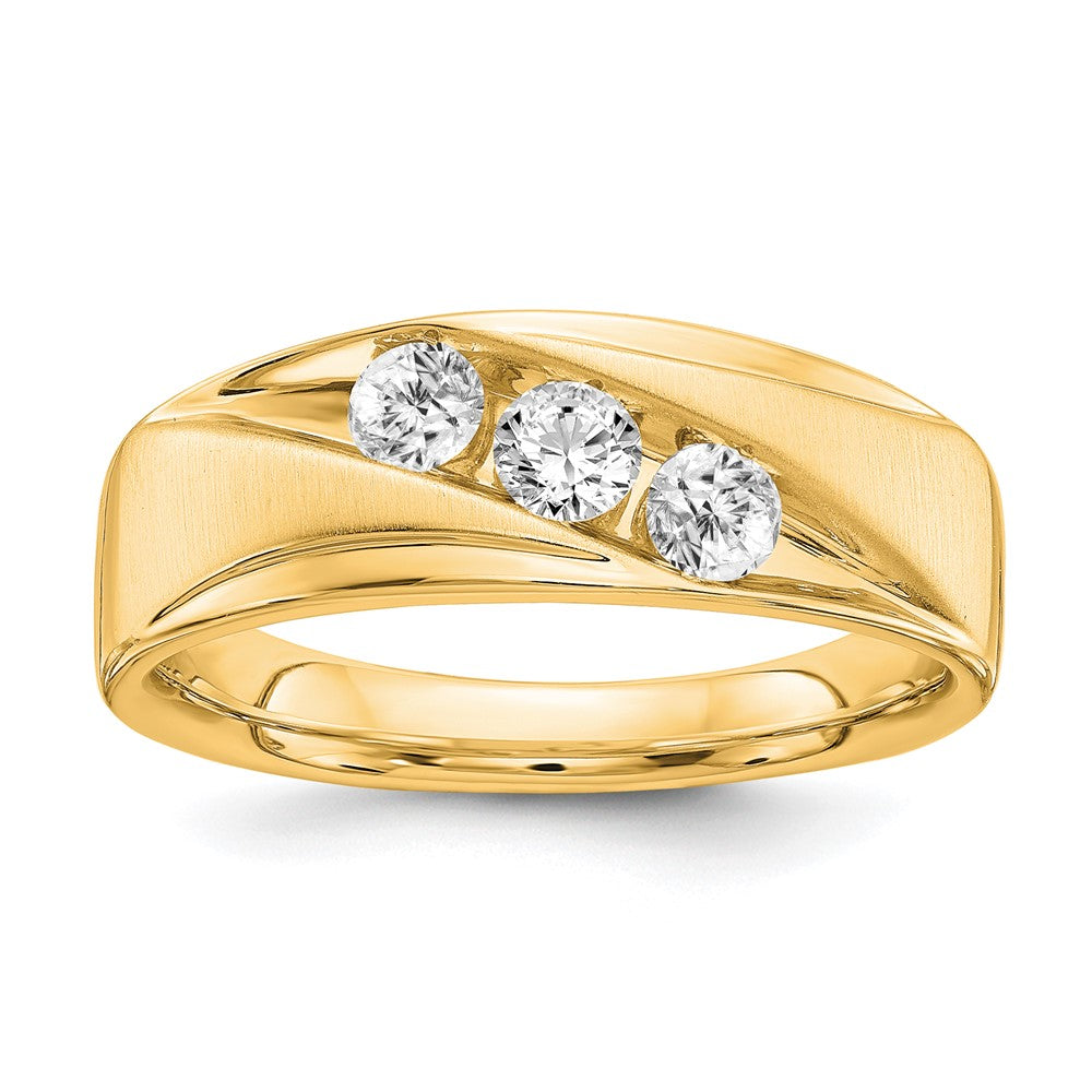 14k Gold Lab Grown Diamond 3-stone Band Ring 0.6ct Clarity- VS Color- G-H