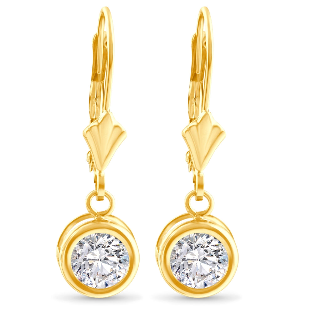 1.80Ct Diamond Lab Grown Dangle Lever Back Hoop Earrings 14k Yellow Gold