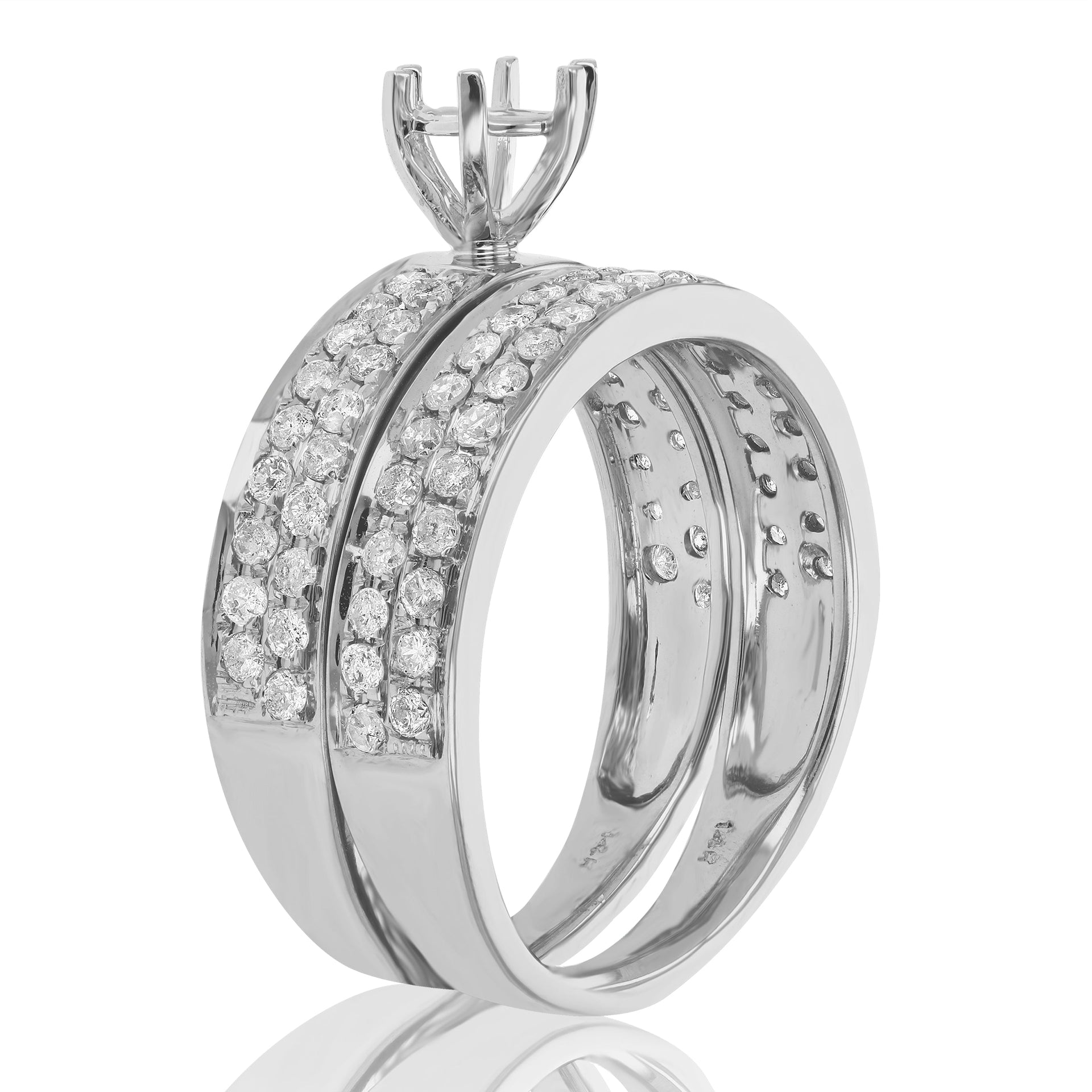 3/4 cttw Diamond Semi Mount Bridal Set 14K White Gold Engagement Wedding